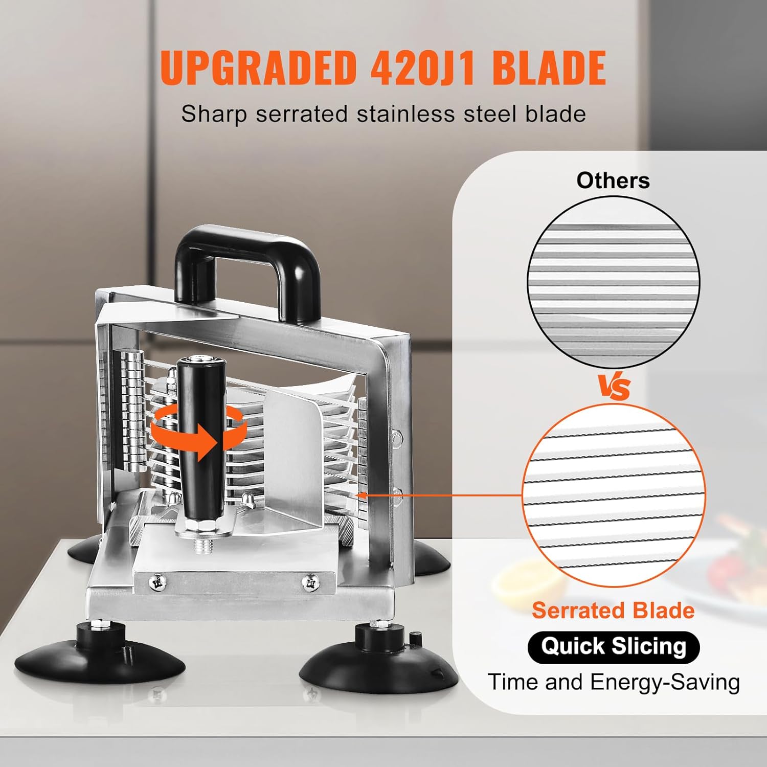 VEVOR - Coupe-tomates - 4,8 mm - Acier inoxydable, pieds antidérapants