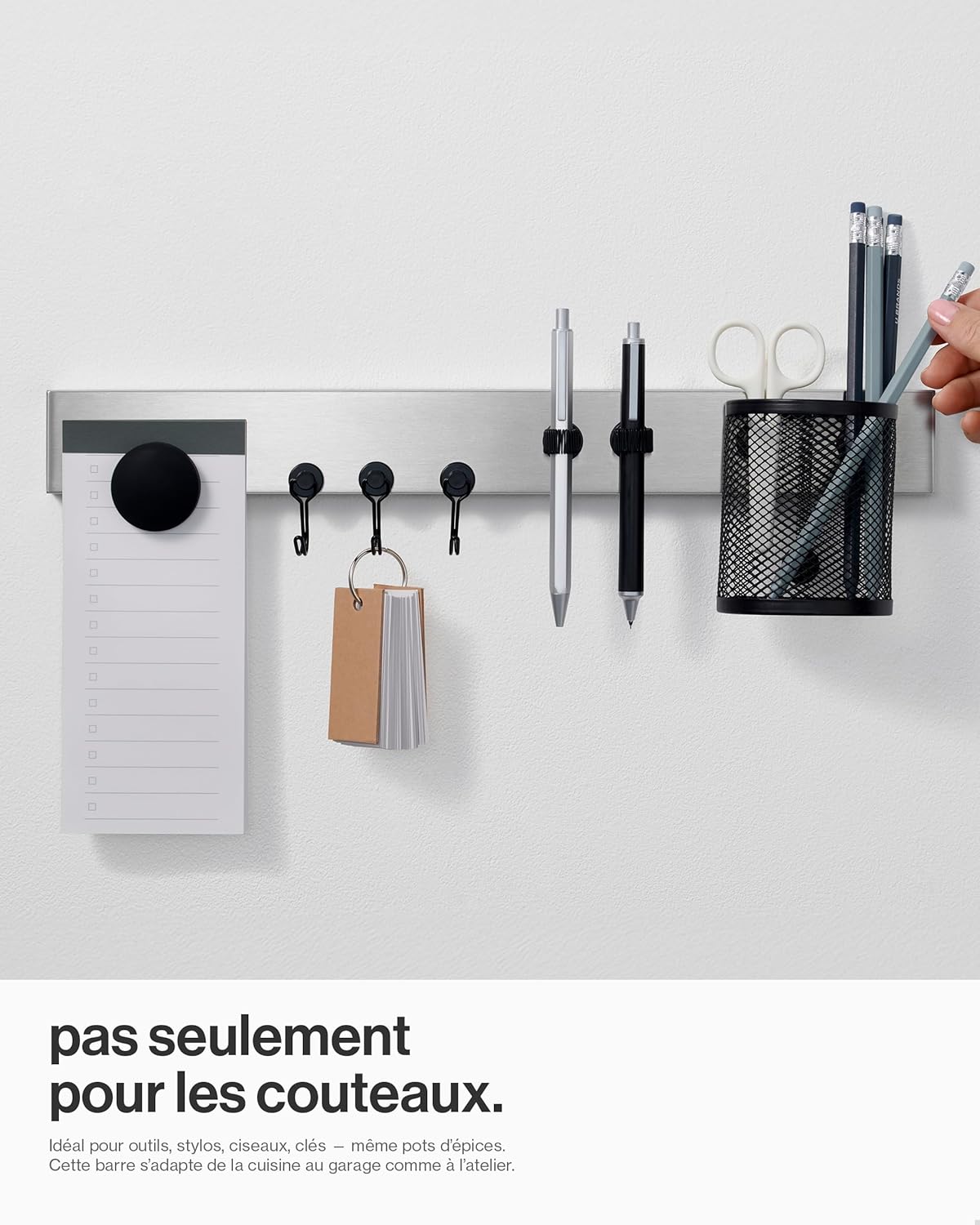 LARHN - Porte couteaux aimanté, 40cm, inox, fixation murale extra puissante