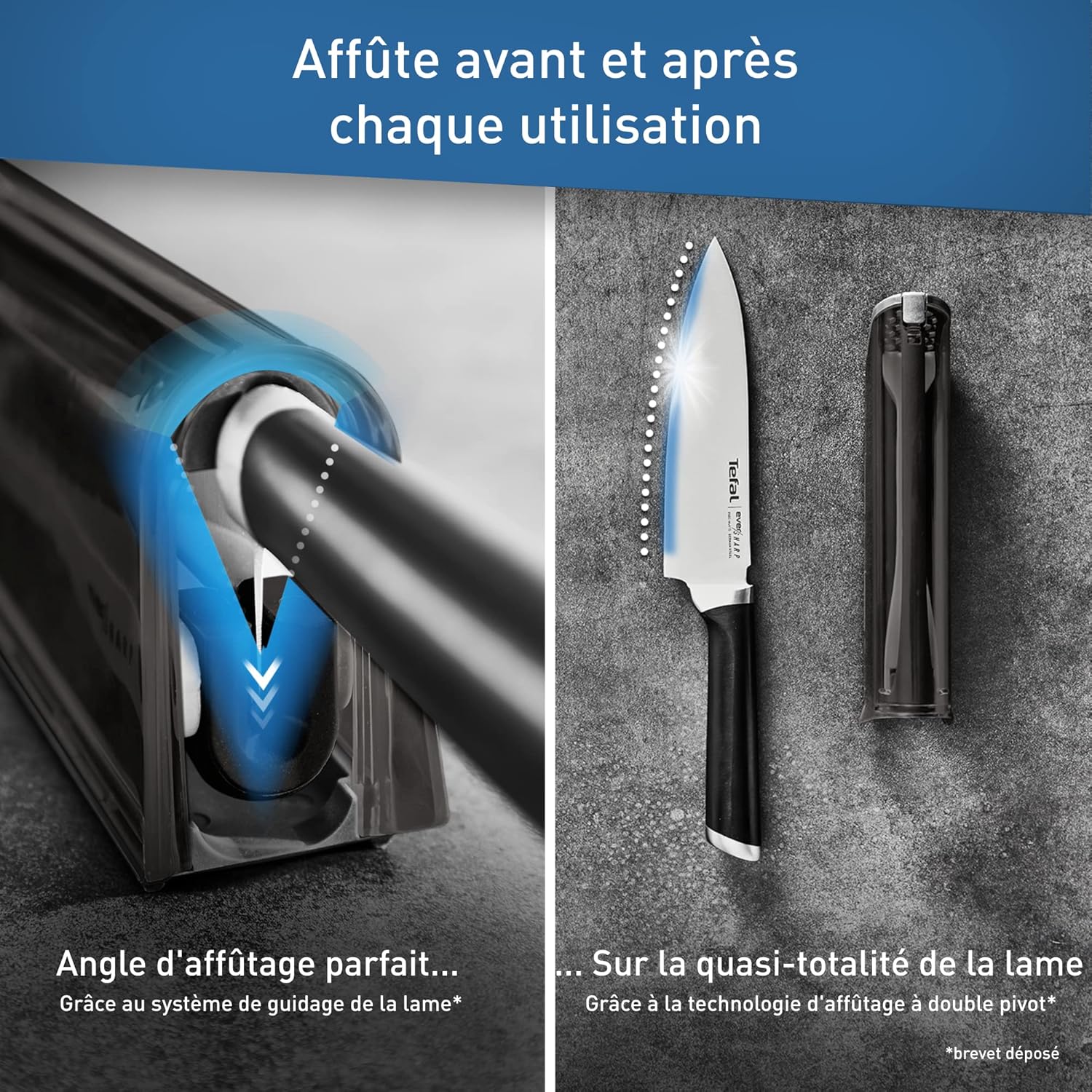 Tefal - Ever Sharp Black Edition - 16,5 cm - inox allemand, aiguiseur intégré K2579104