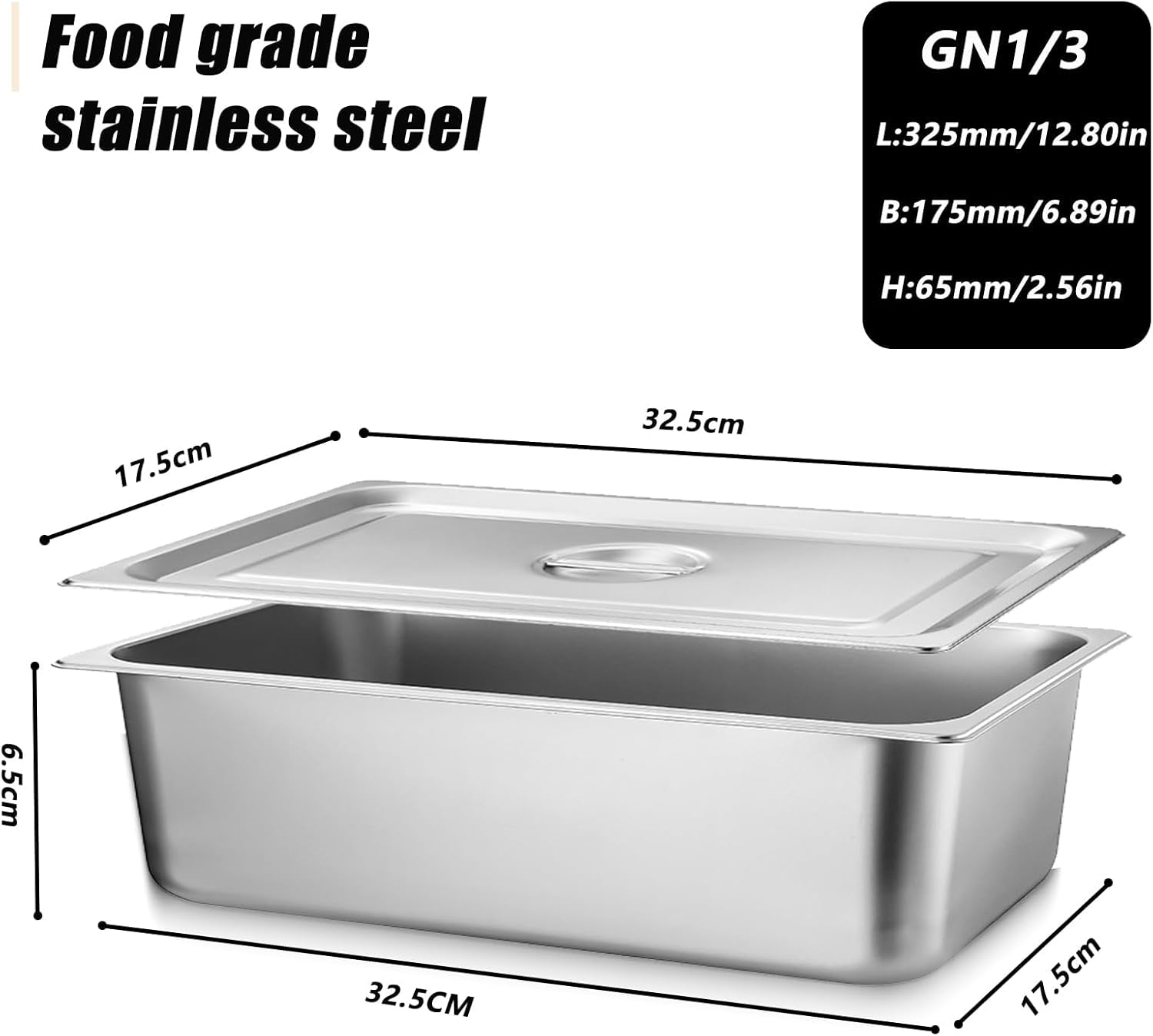 Plat Four Rectangulaire - 32.5x17.5x6.5cm - 3x bacs inox, 3L, robuste, facile à nettoyer