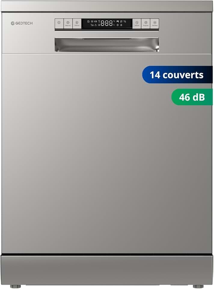 GEDTECH - Lave-vaisselle 14 couverts - 46 dB - départ différé - GLV1446SL