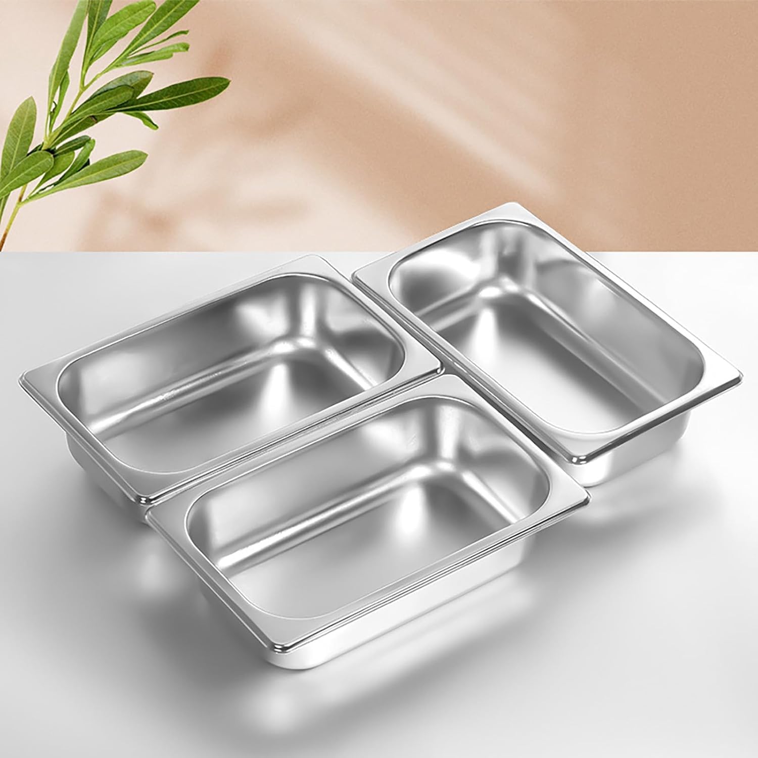 Plat Four Rectangulaire - 32.5x17.5x6.5cm - 3x bacs inox, 3L, robuste, facile à nettoyer