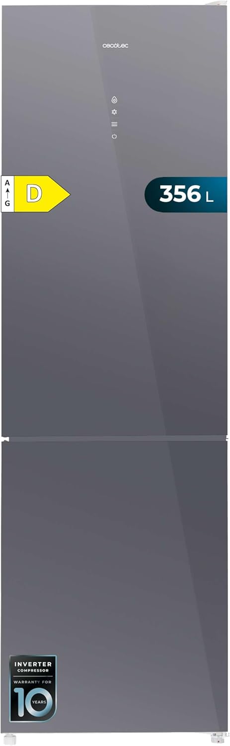 Cecotec - Bolero CoolMarket Combi Série 356 - 256L - No Frost, Économie d'énergie, Multi Airflow, mode Vacances, Glass G