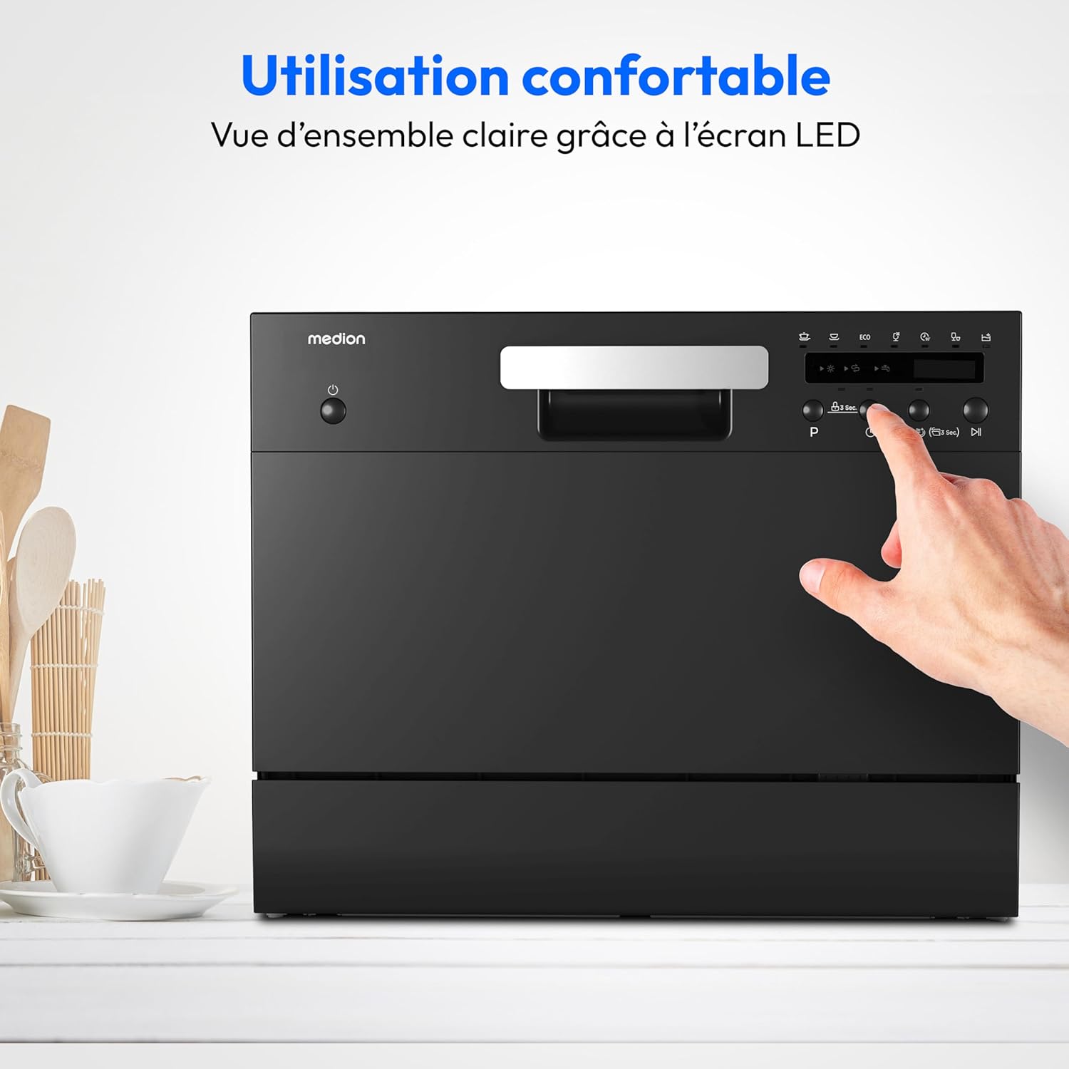 Medion - lave-vaisselle compact 6 couverts, 7 programmes, LED, 47 dB - MD37496