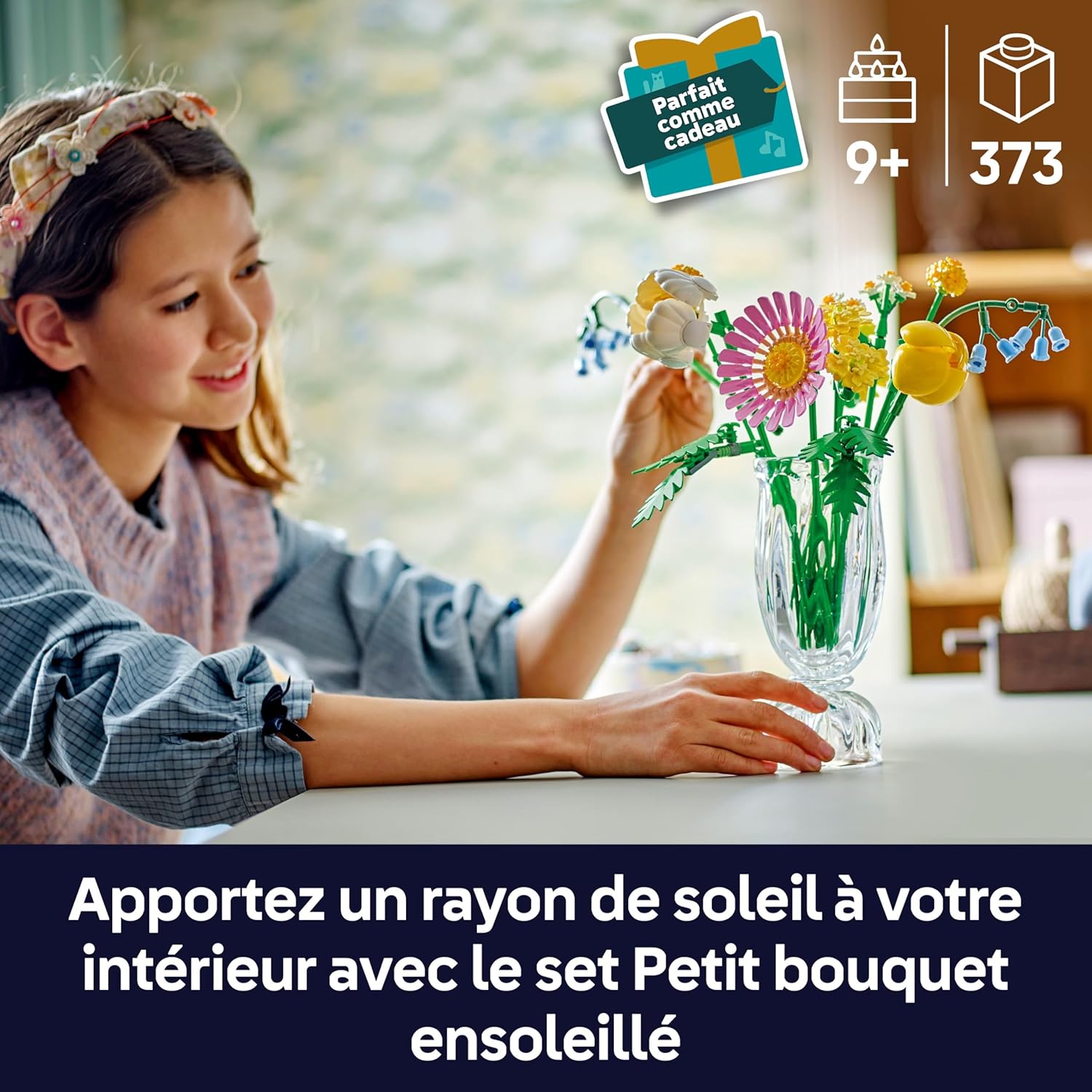 LEGO - Botanicals Petite Sunny Bouquet - fleurs artificielles à monter, pour filles et ados, idée cadeau, 10347