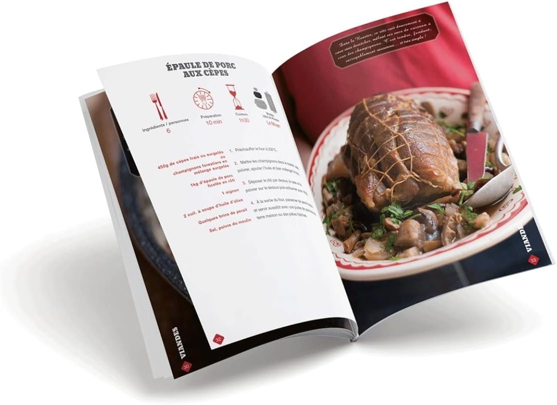 Graniteware - cocotte roaster grande capacité - acier émaillé, grille inox, livre de recettes