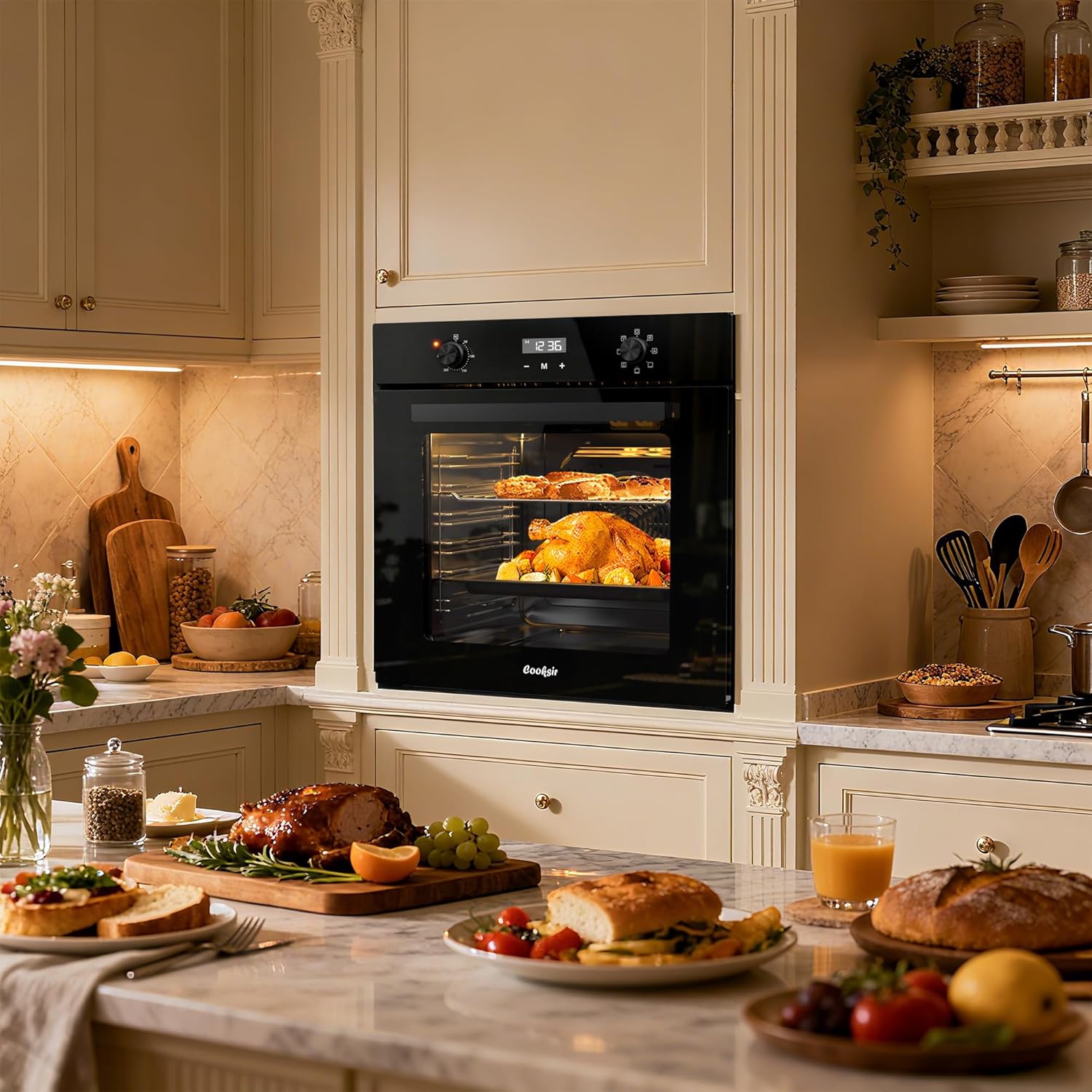 Four encastrable - 60 cm - 60L, 2000W, 7 fonctions, minuterie 10h