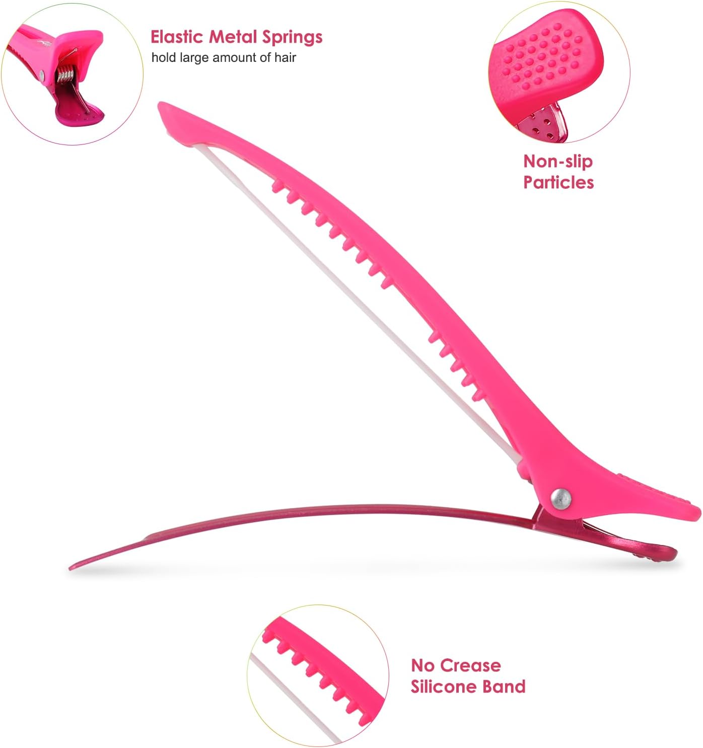 AIMIKE - pince cheveux crocodile série néon - 6pcs - antidérapantes, sans trace, usage professionnel.