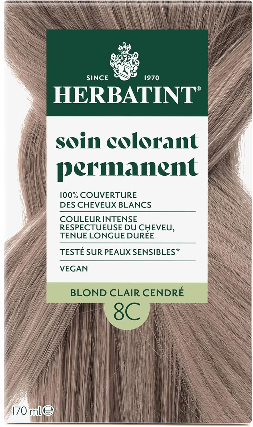 Herbatint - Soin Colorant 8C - 170 ml - sans ammoniaque, couvre 100% des cheveux blancs