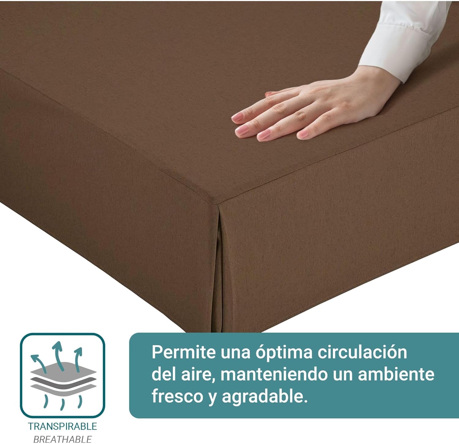 Housse de canapé - ajustement antidérapant, 160x190/200cm, marron, respirant, fabriqué en Espagne