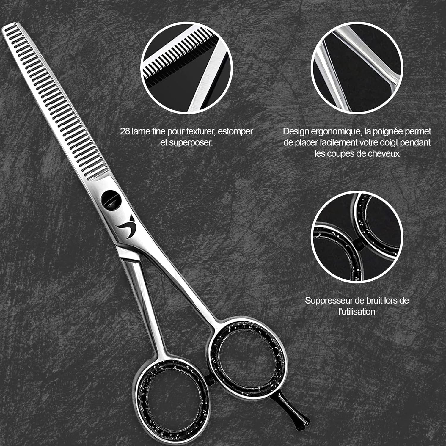 Candure - Ciseaux Désépaississant 6.5'' - Acier inox, pro coiffure