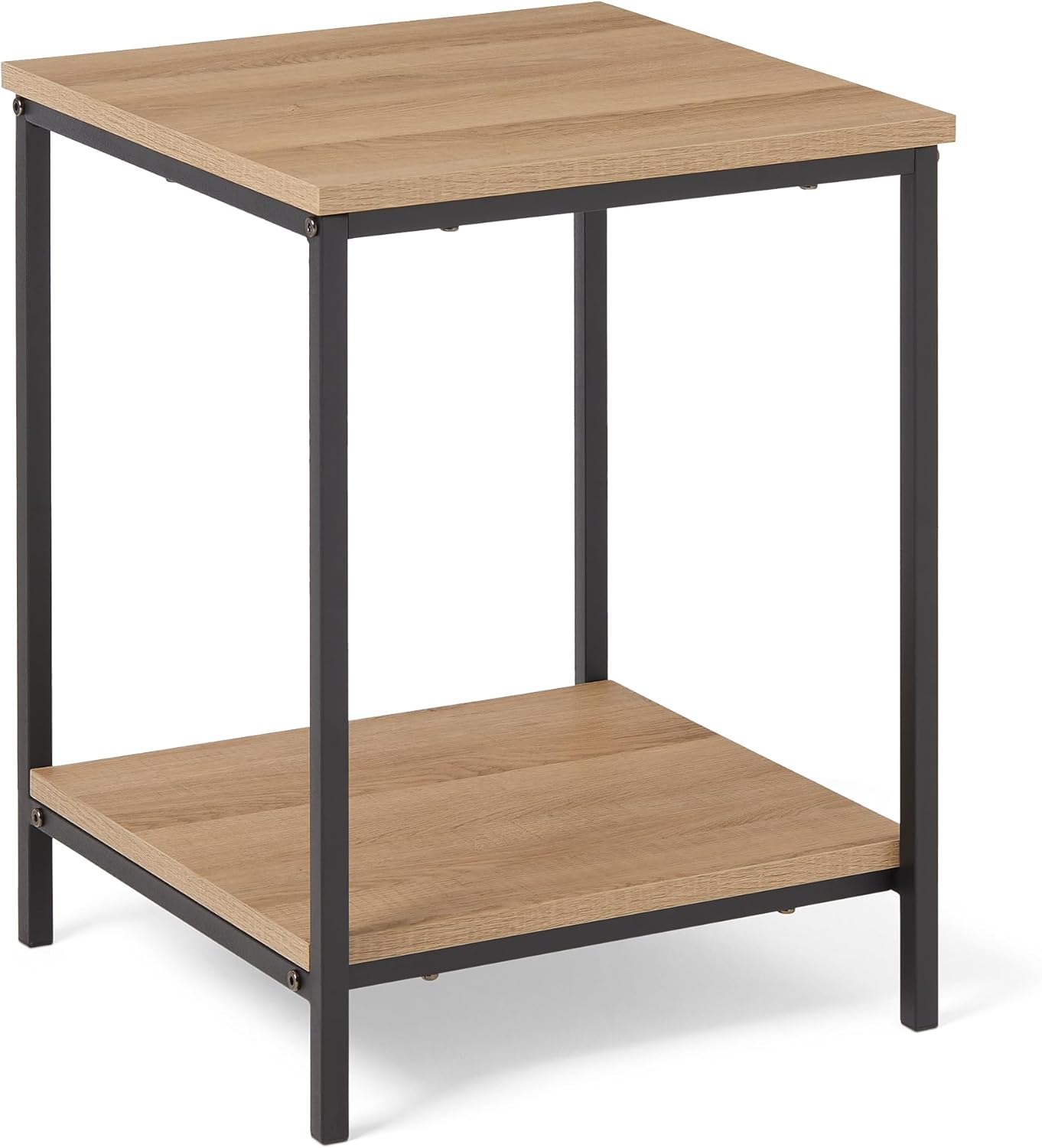 maxxidealz Basics - Table d’appoint carrée 40x40x51cm - chêne, étagère inférieure, cadre acier