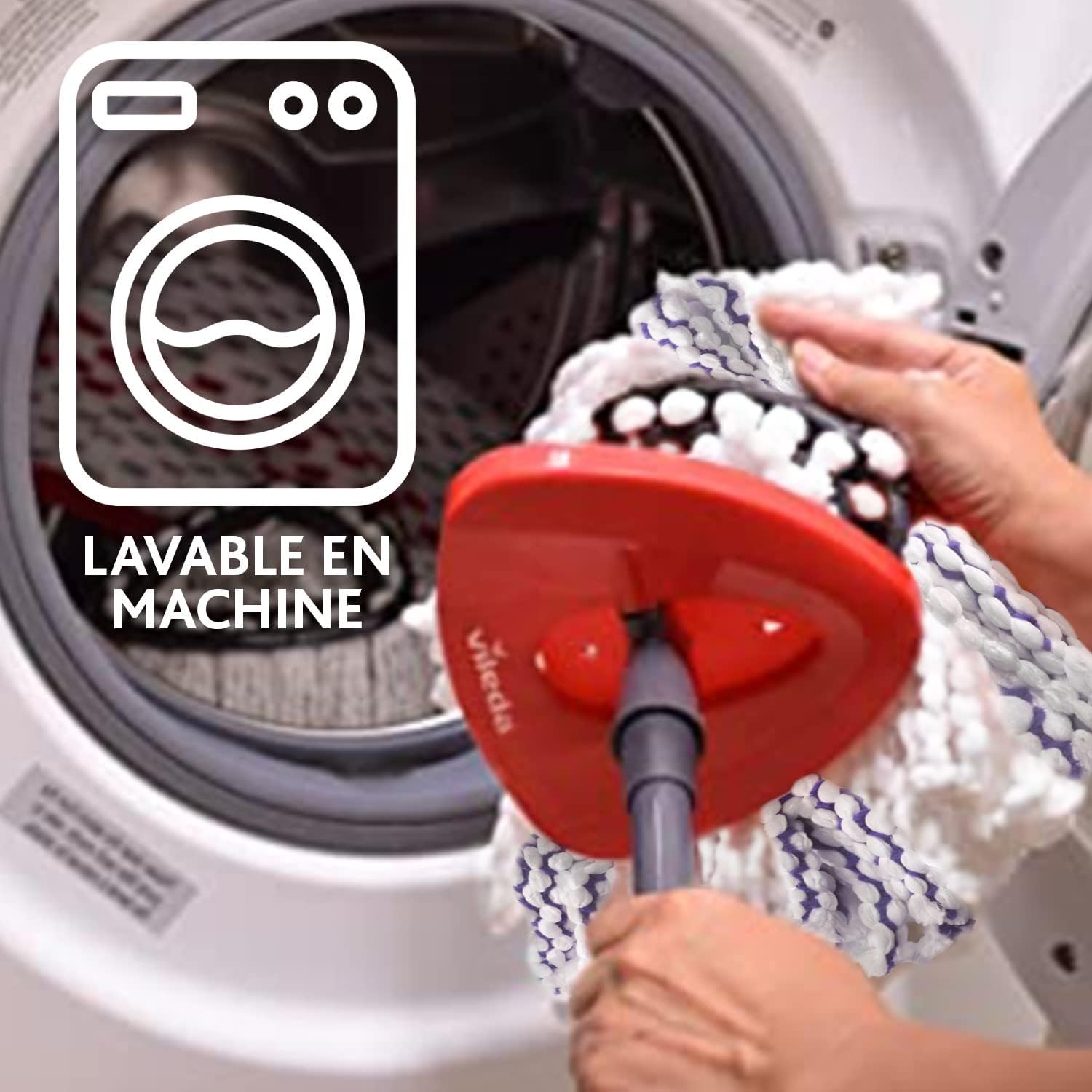 Vileda - Turbo 3en1 - 85-123cm - balai rotatif et seau à pédale