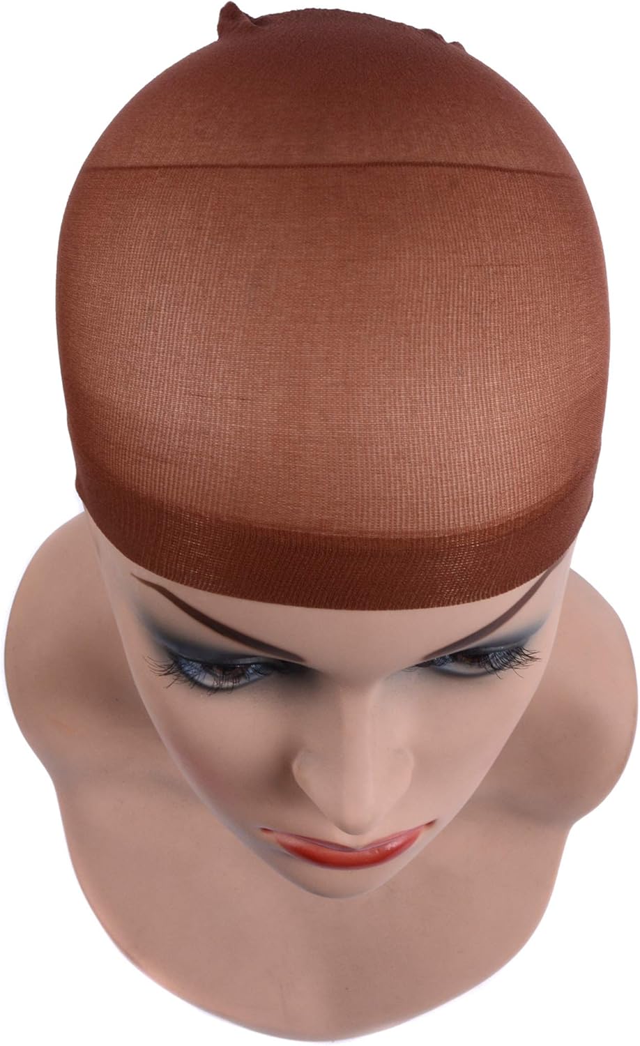 Bonnet de perruque nylon unisexe - lot de 12 - respirant, marron foncé