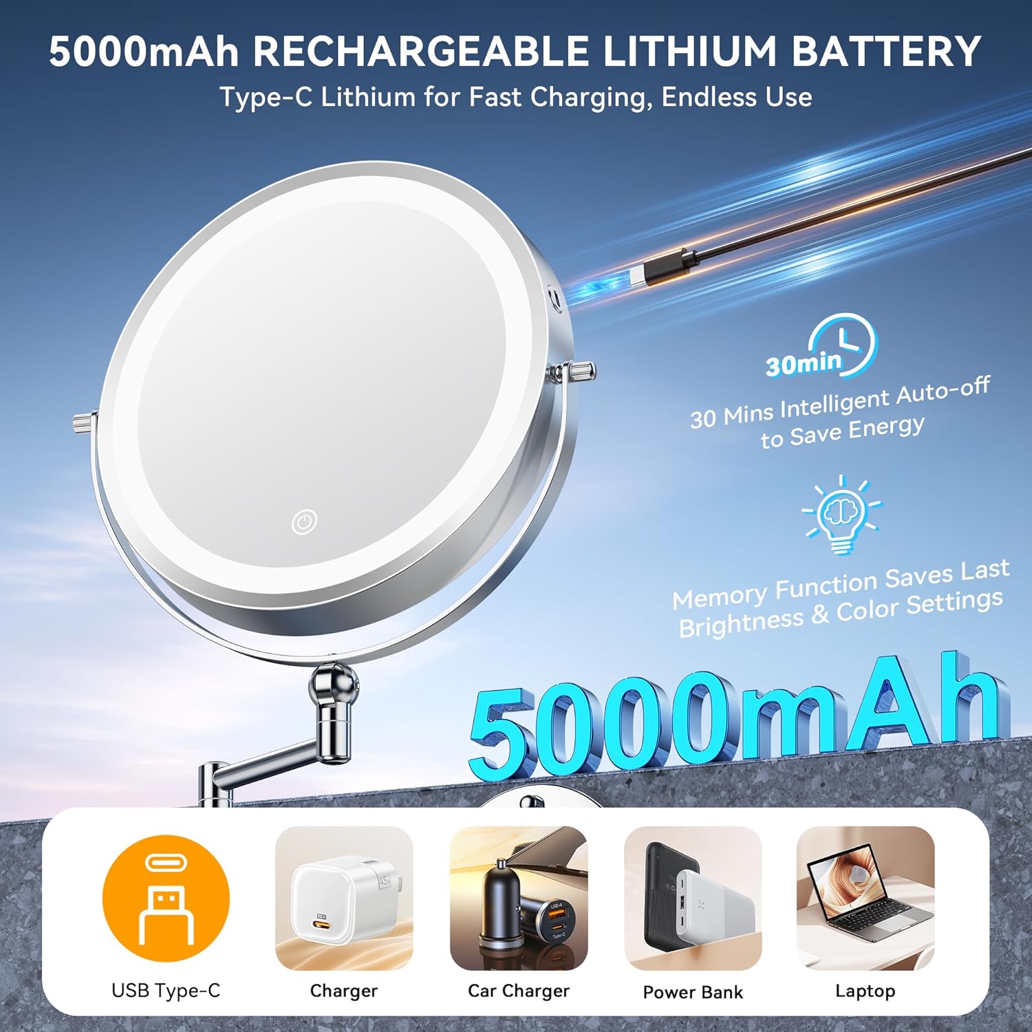 Auxmir - miroir mural double face 9