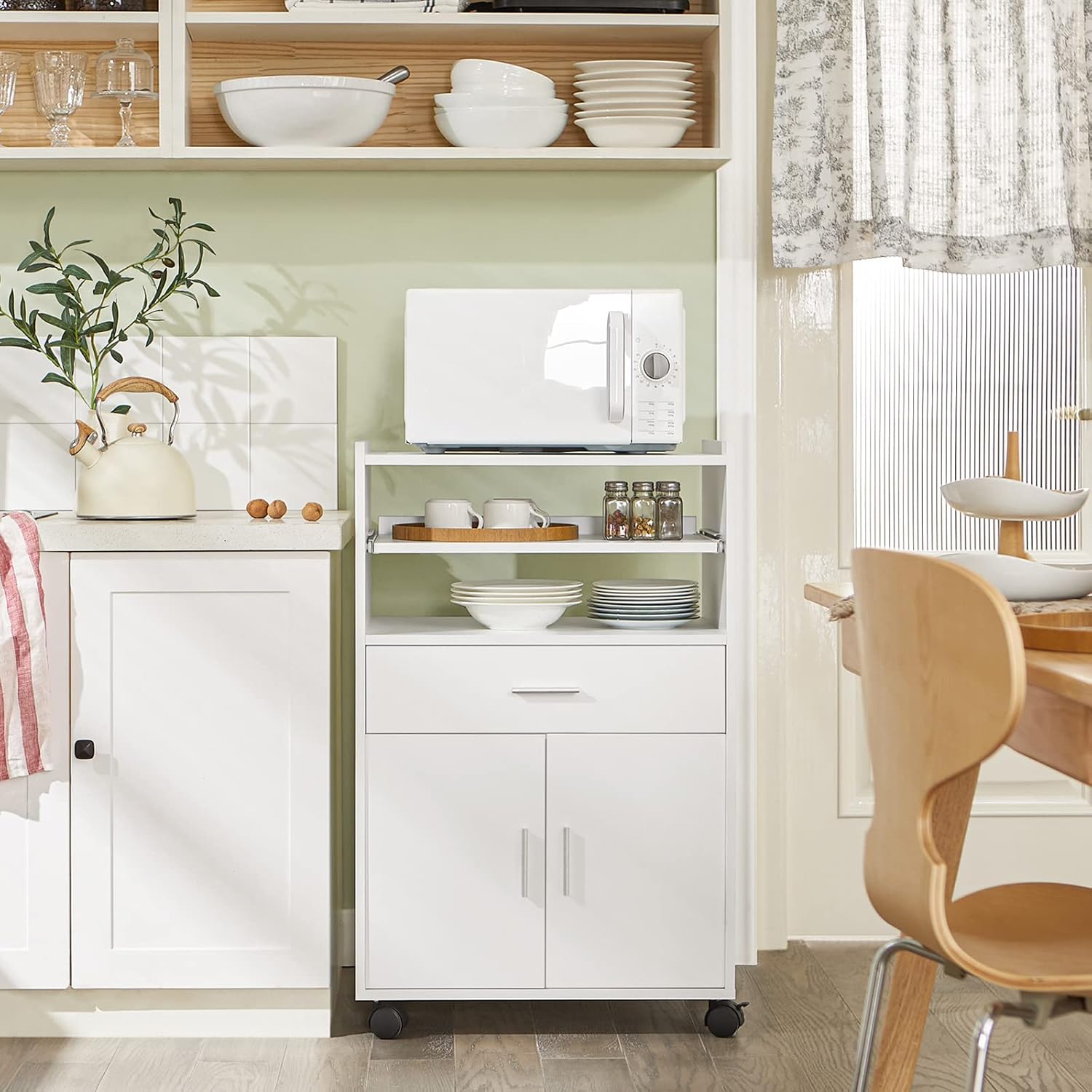 SoBuy - Chariot cuisine Extensible - 92x59x40cm - Blanc, rangement, FSB09-W