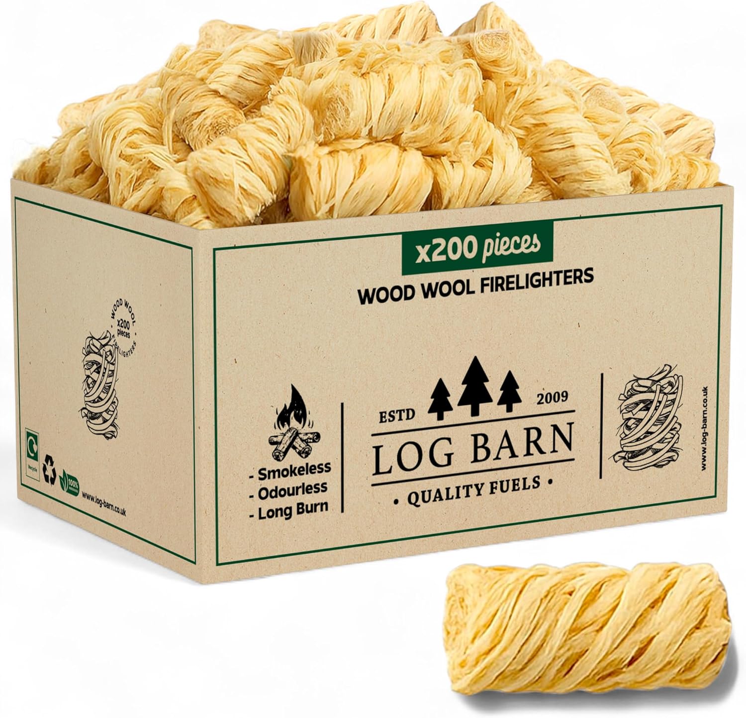 Log Barn - Allume-feu Naturel - boîte 200pcs - Bois écologique