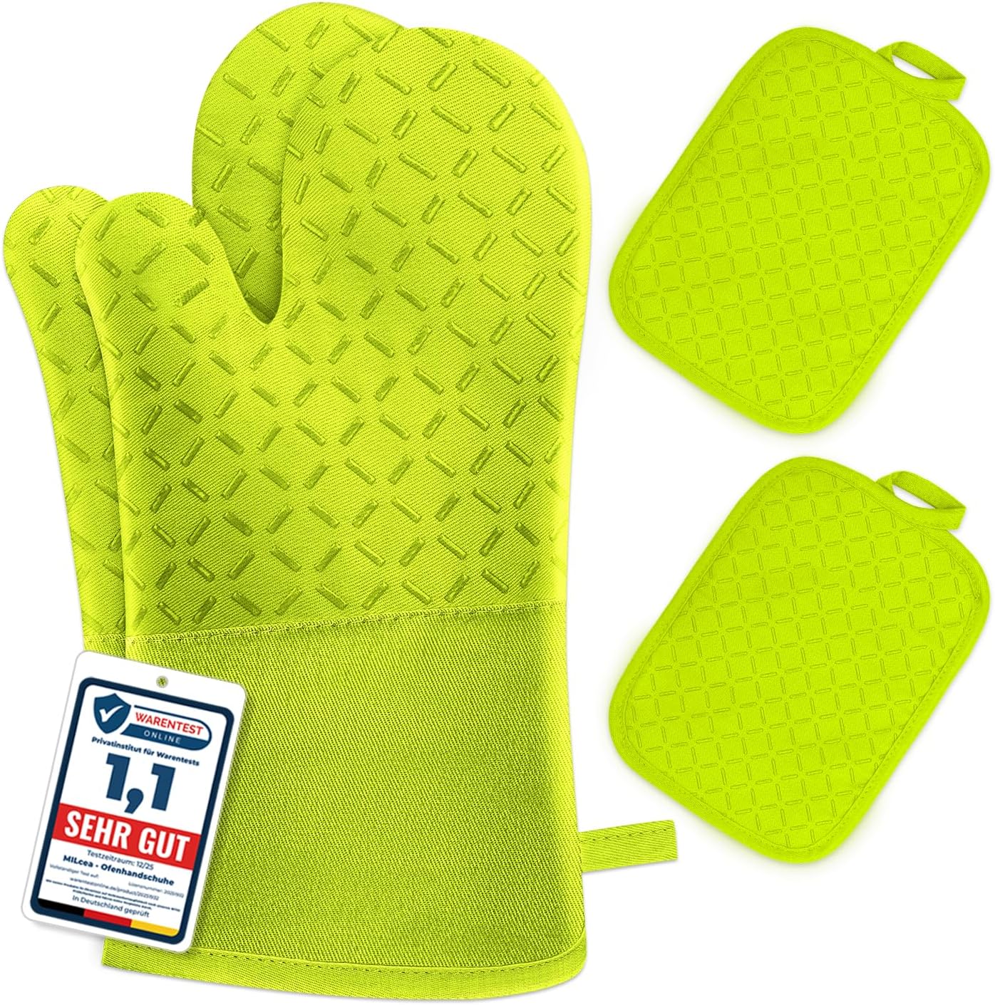 MILcea - Gant Four Cuisine - 32cm - Silicone anti-chaleur 300°C, vert