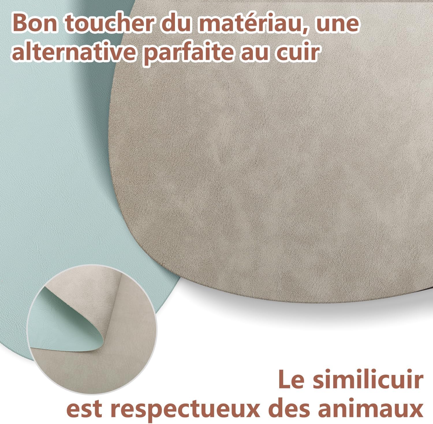Set de table - lot de 6 ovale 41x33cm - lavable et antidérapant PU
