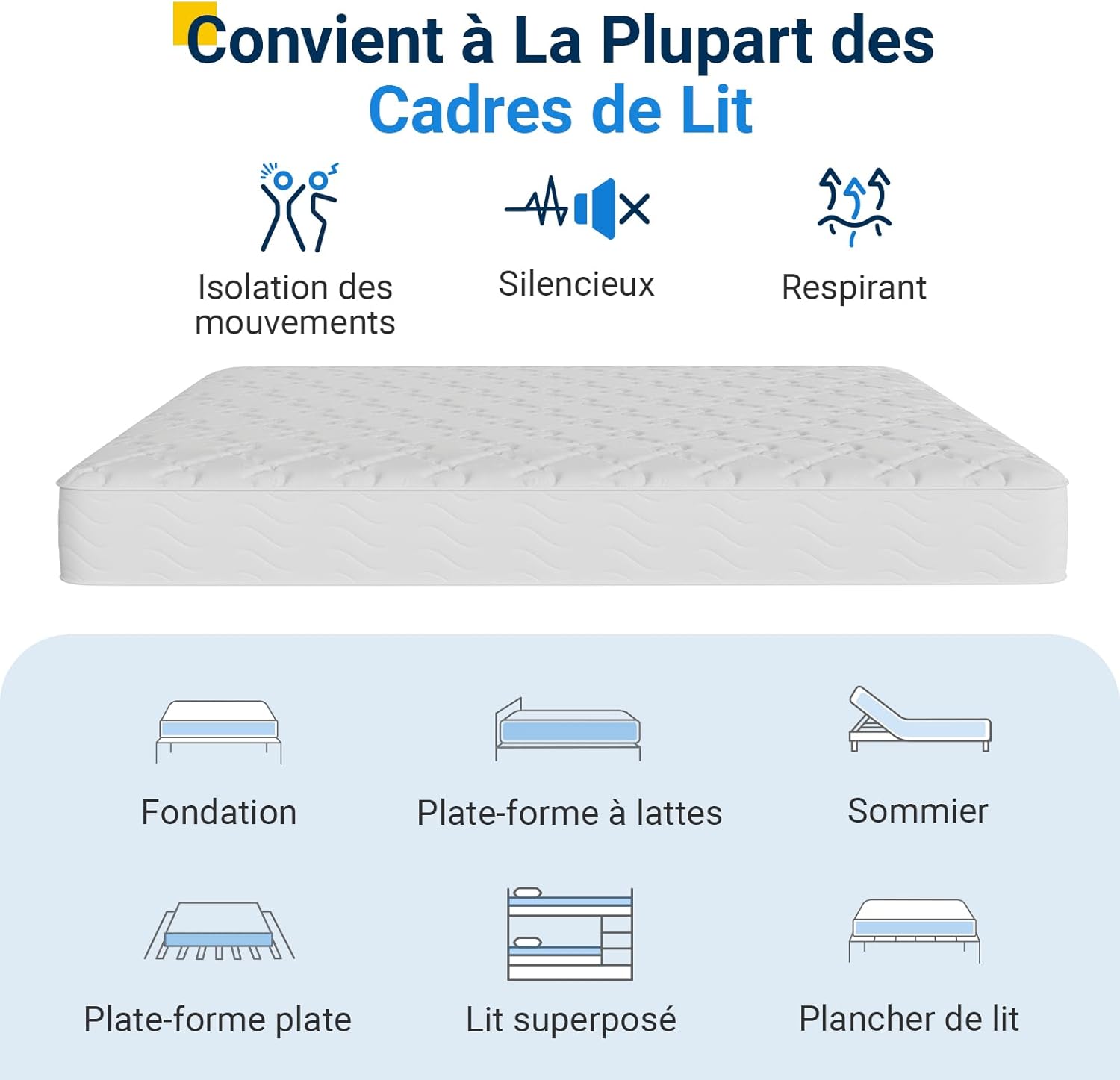 Avenco - matelas ressorts ensachés 140x190 - 20cm confort et soutien
