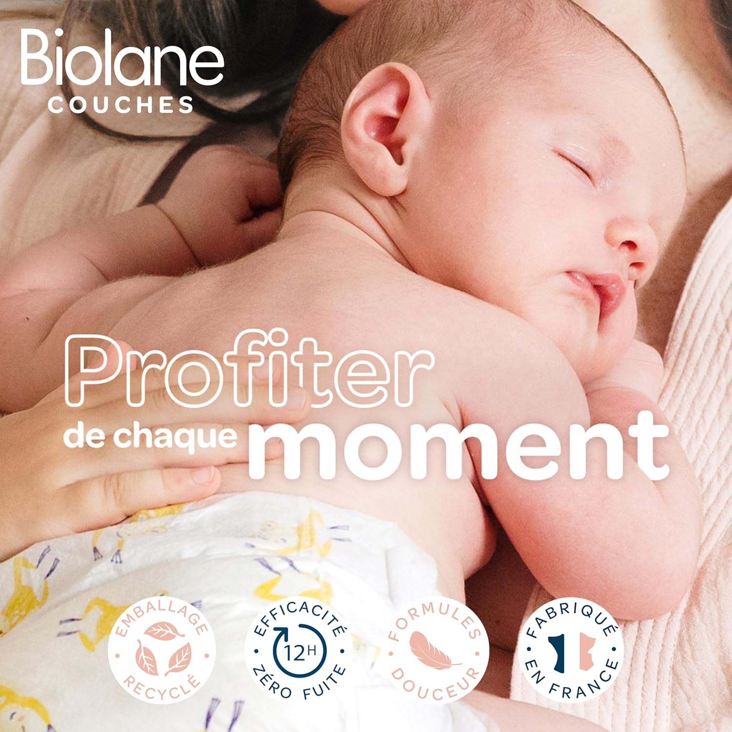 Biolane - Duo évolutif couches bébé T1&T2 - 2-6kg - Ultra absorbantes peaux sensibles