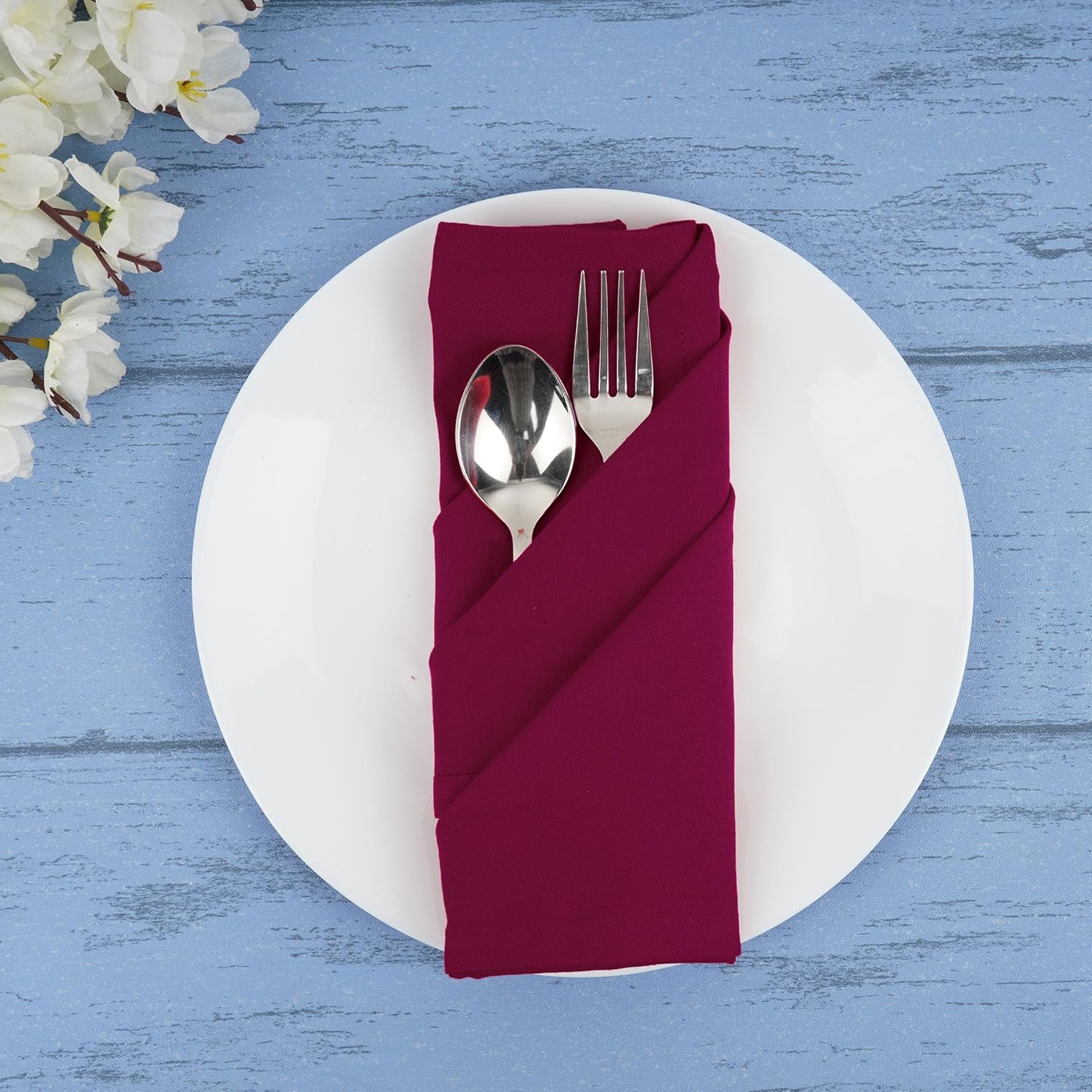 Sweet Needle - lot de 12 serviettes 45x45 cm coton épais bordeaux