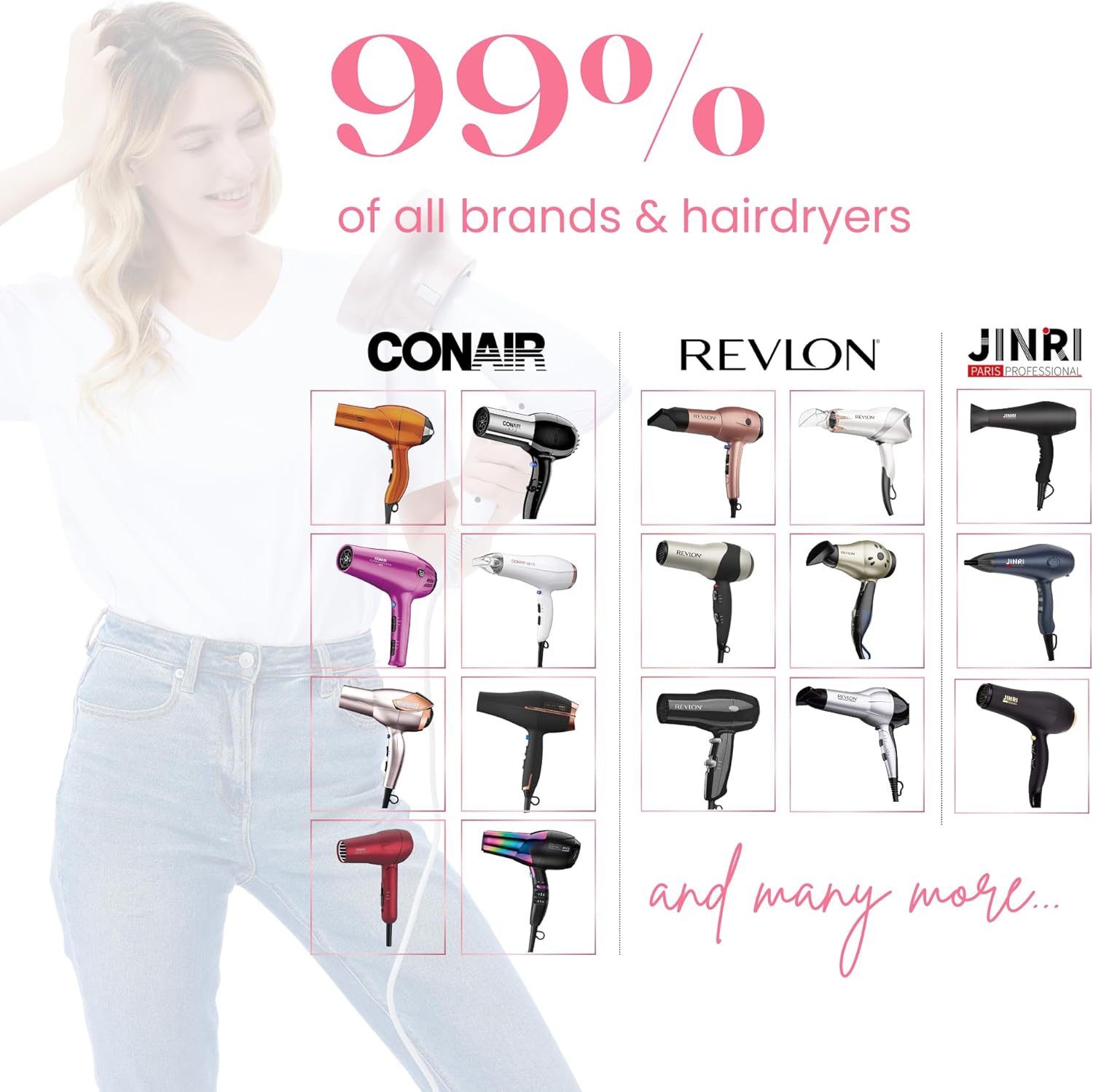 Diffuseur cheveux bouclés - universel 4.4-6.6 cm - robuste, anti-frisottis, or