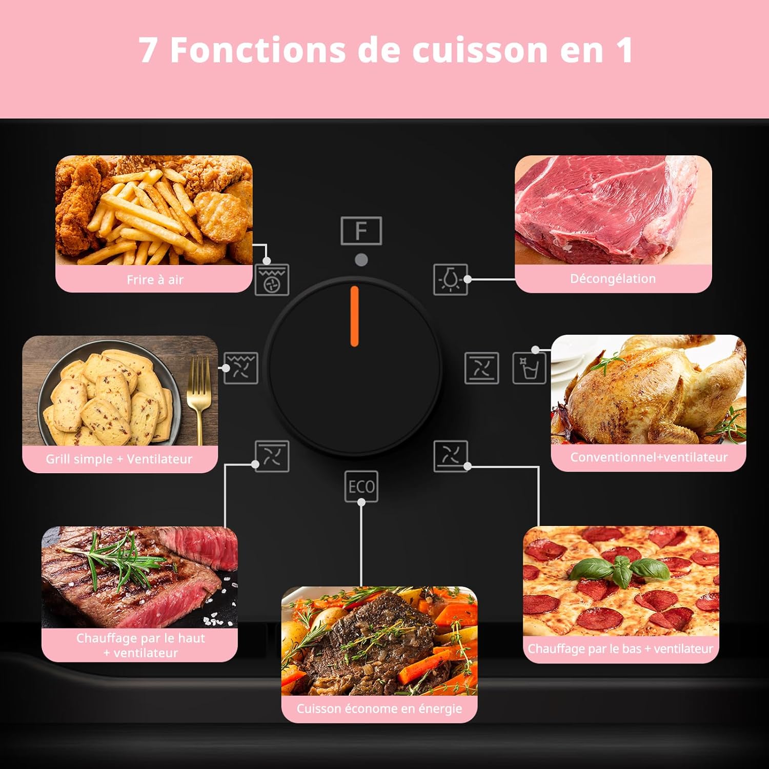 Comfee' - four encastrable série 60 cm, 60L, 8 fonctions, vapeur, CBO60M80M1-BK