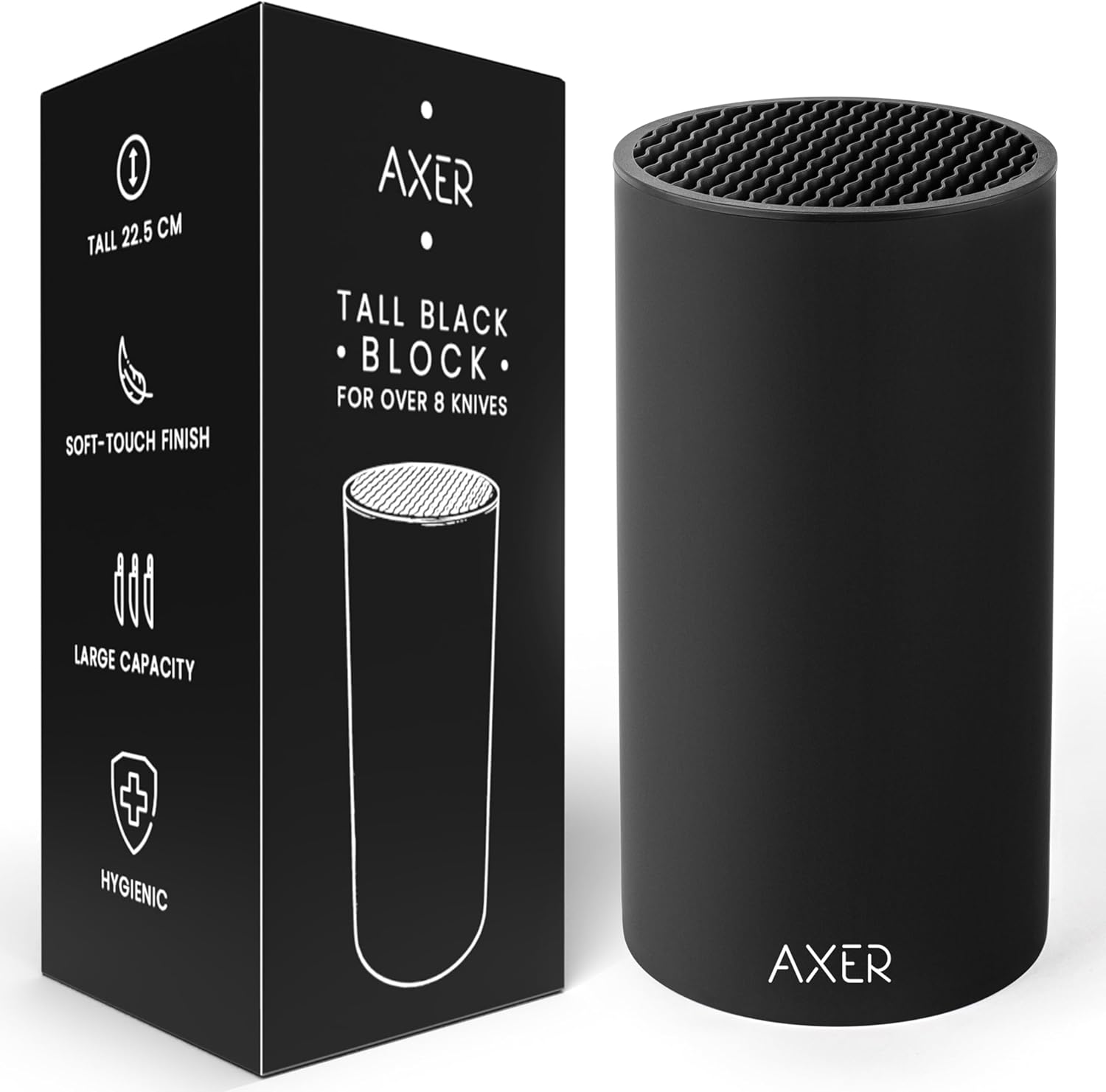 Porte couteaux cuisine vide noir - grand format - range plus de 8 couteaux