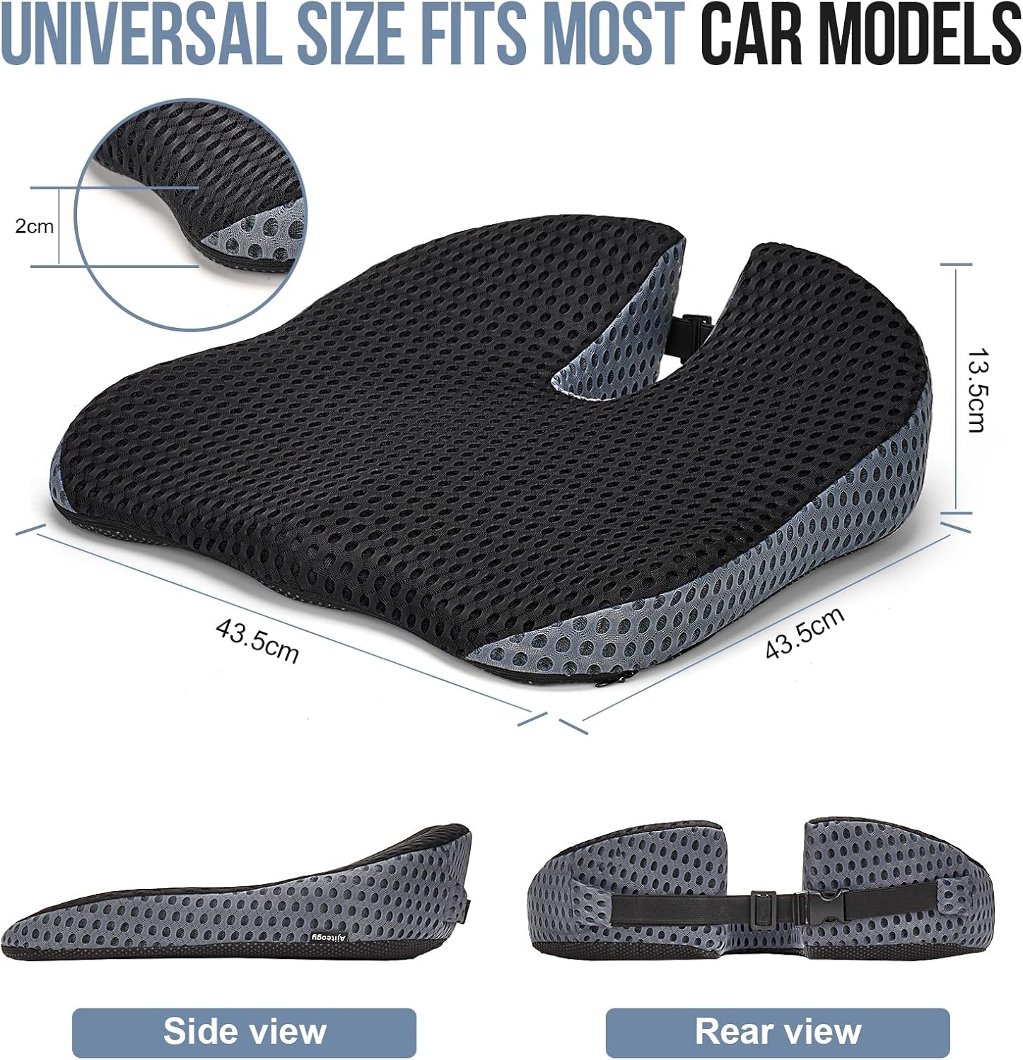 Coussin conducteur voiture - mousse mémoire forme, antidérapant, pour bureau, auto, camion - dimensions compactes