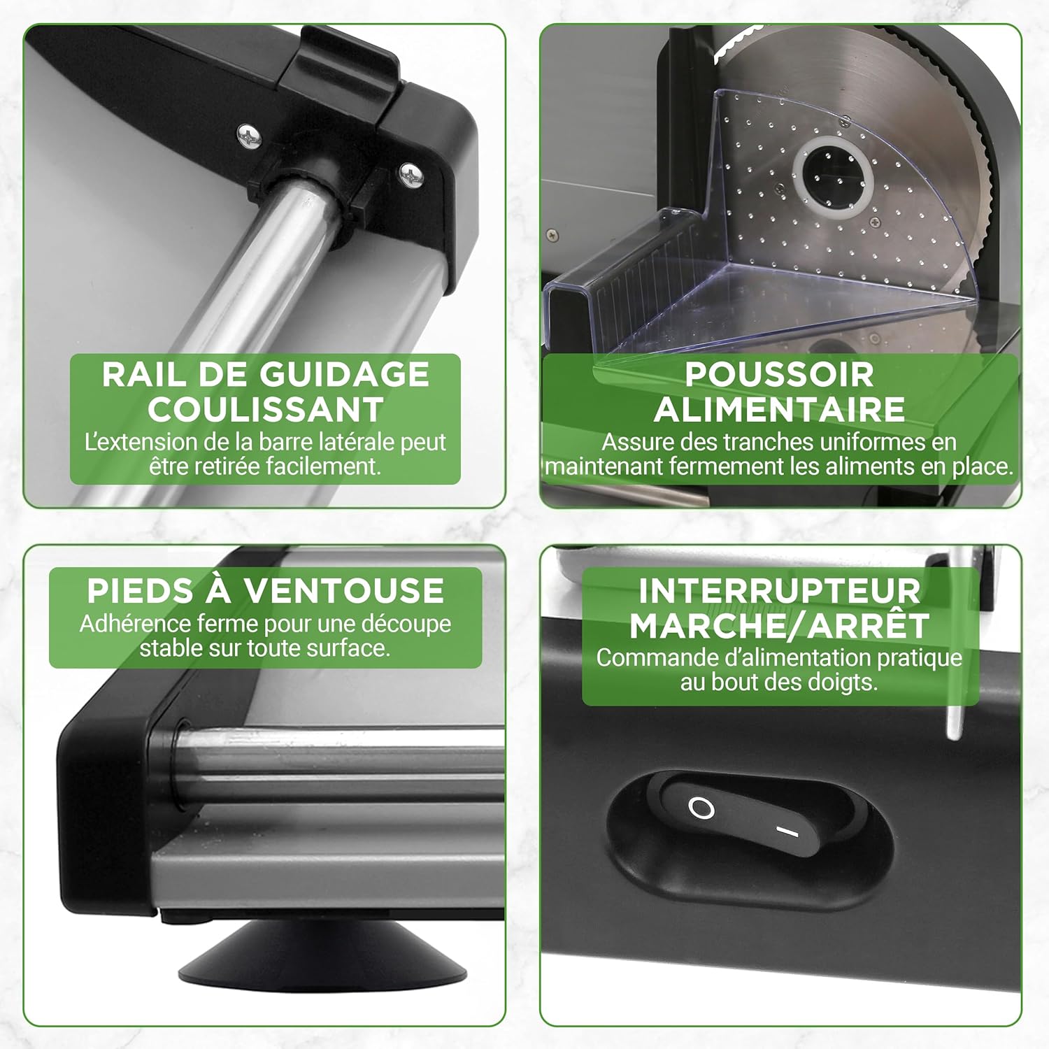 NutriChef - trancheuse électrique 200W, lame inox 19cm, épaisseur réglable