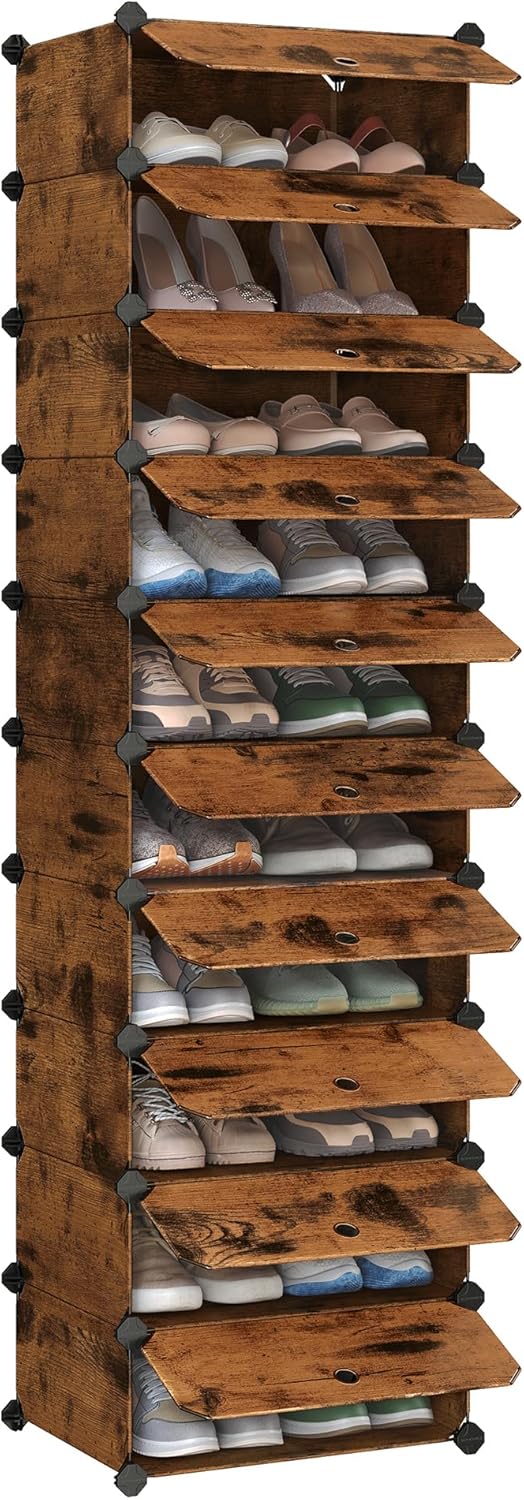 SONGMICS - meuble chaussures modulable 10 compartiments, 20 paires, LPC010A01