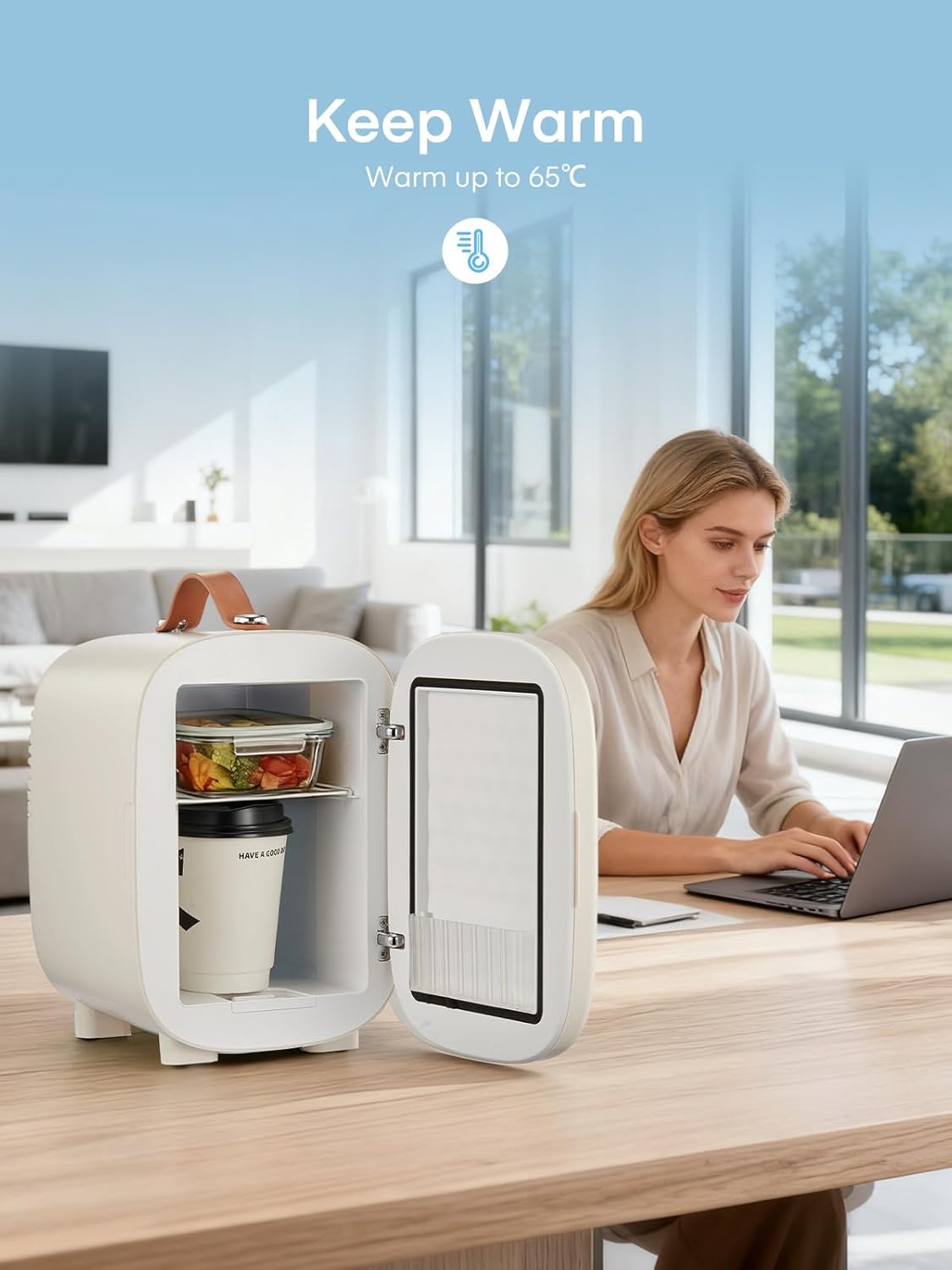 FOHERE - Mini frigo 5L - compact 6 canettes, CA/CC, blanc