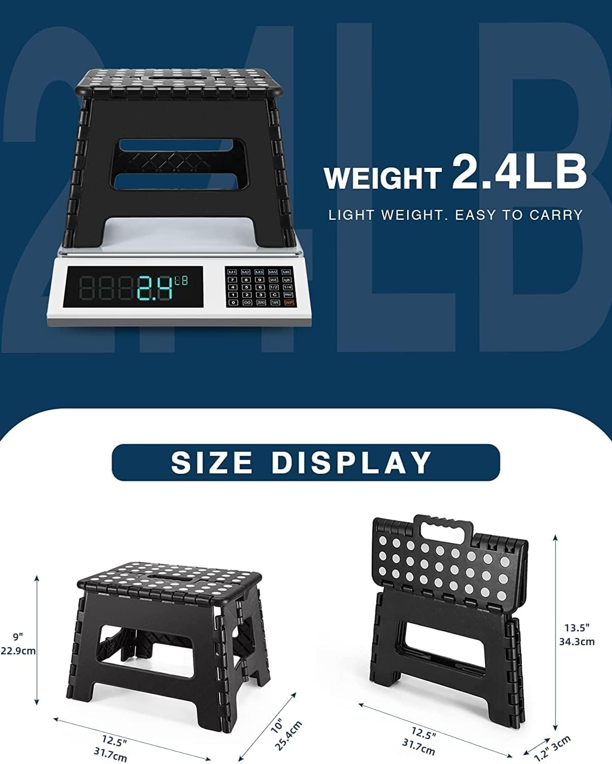 HOUSE DAY - tabouret pliant noir 22cm - 150kg - léger, compact