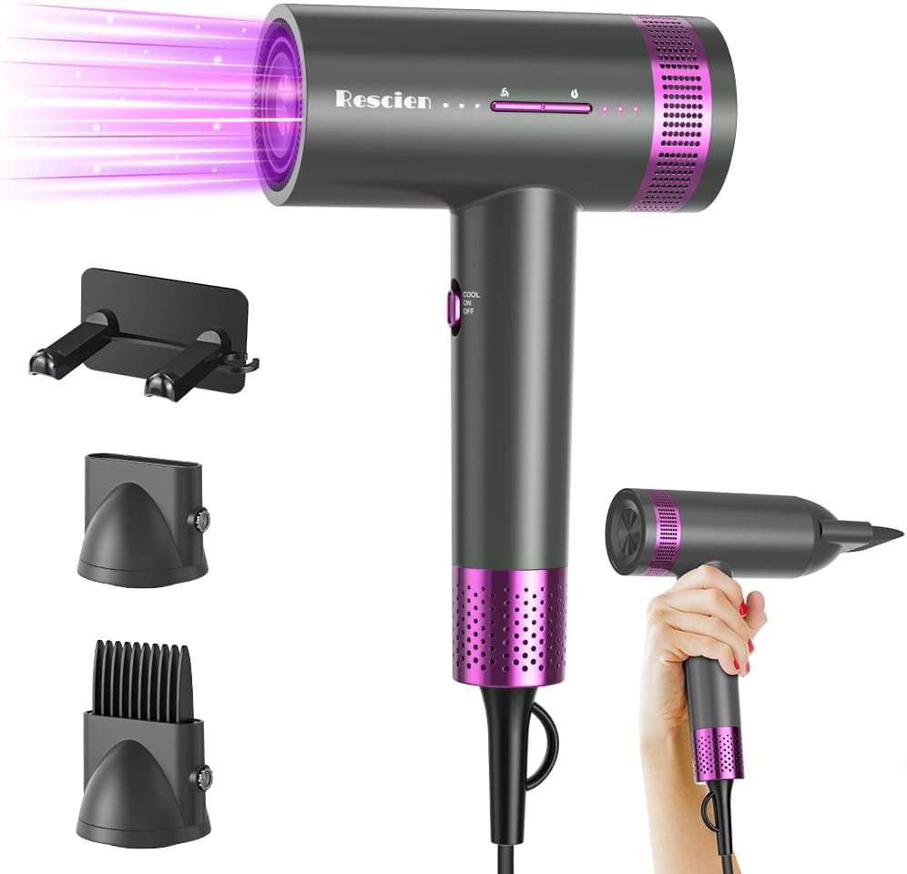 Sèche-cheveux ionique - 2000W - moteur 110000 tr/min, plasma 1750M, buse magnétique, chaud/froid