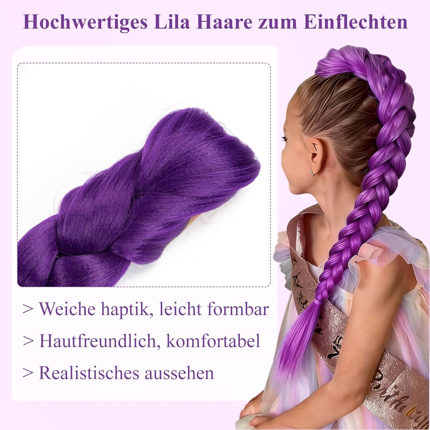 Perruque enfant - extension violette 26