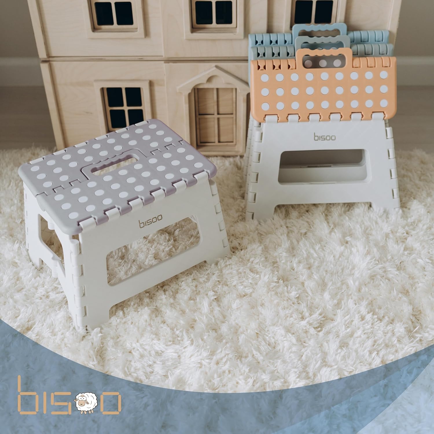 Bisoo - Tabouret pliant 22 cm - plastique robuste, enfant, portable