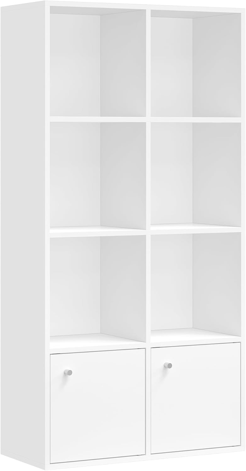 VASAGLE - Bibliothèque (serie LB) - 29x65,8x130cm - 4 niveaux, 2 placards, blanc LBC508WB01