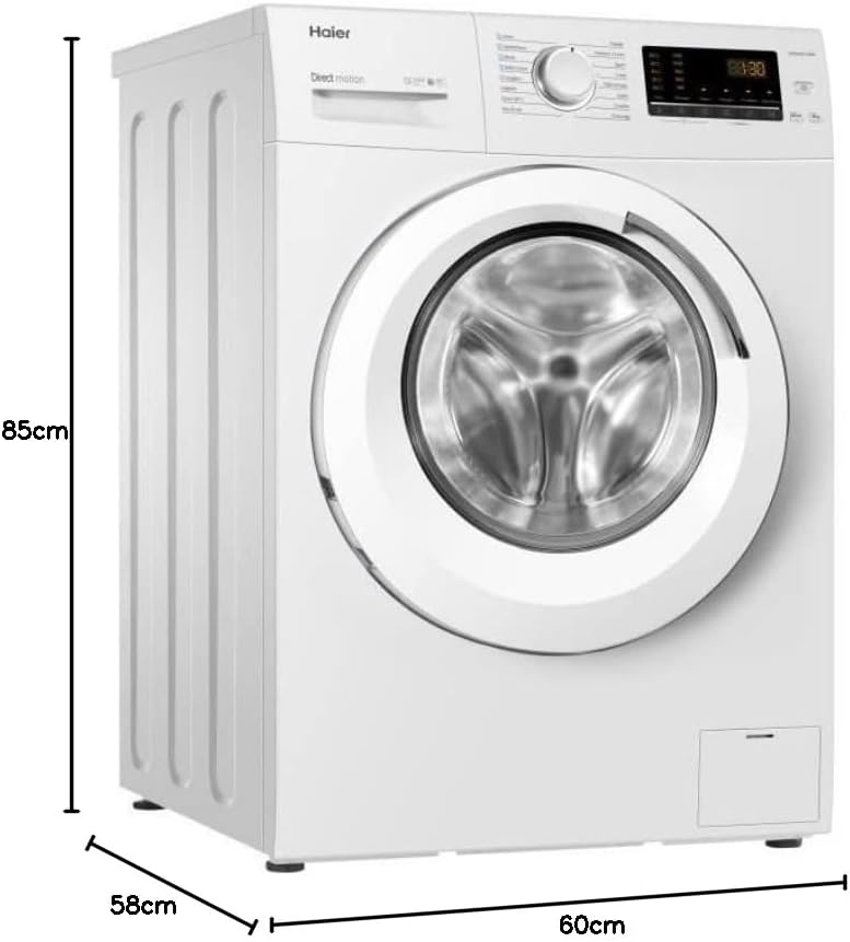 HAIER Lave-linge hublot HW80-B1239N-FR - 8 kg - Direct motion - 1200 trs/min - Vapeur - Classe A - Traitement anti-bactérien Étiquetage Énergétique