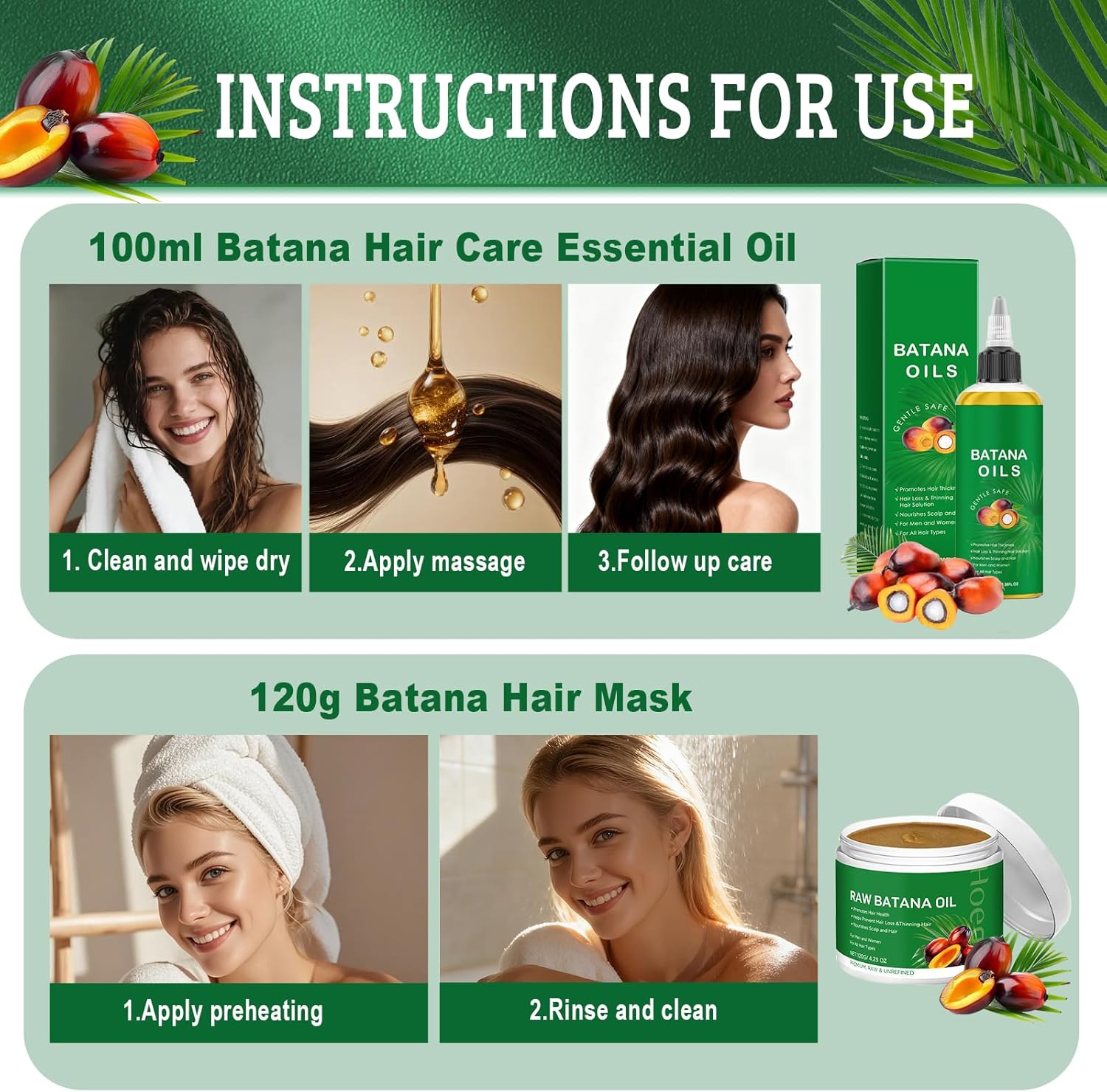 Crème Capillaire - soin à l'huile de Batana - croissance et nutrition cheveux