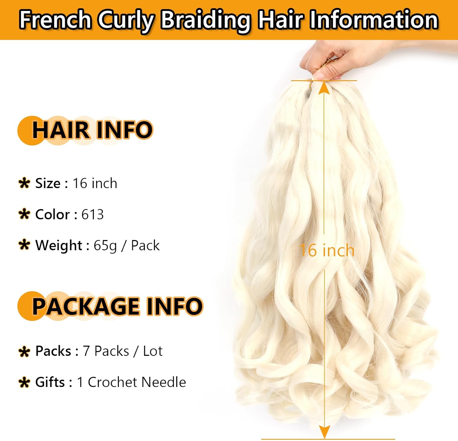 French Curl Braids - Rajout cheveux tresses 41cm - 7 paquets - Bouncy Loose Wavy 613#