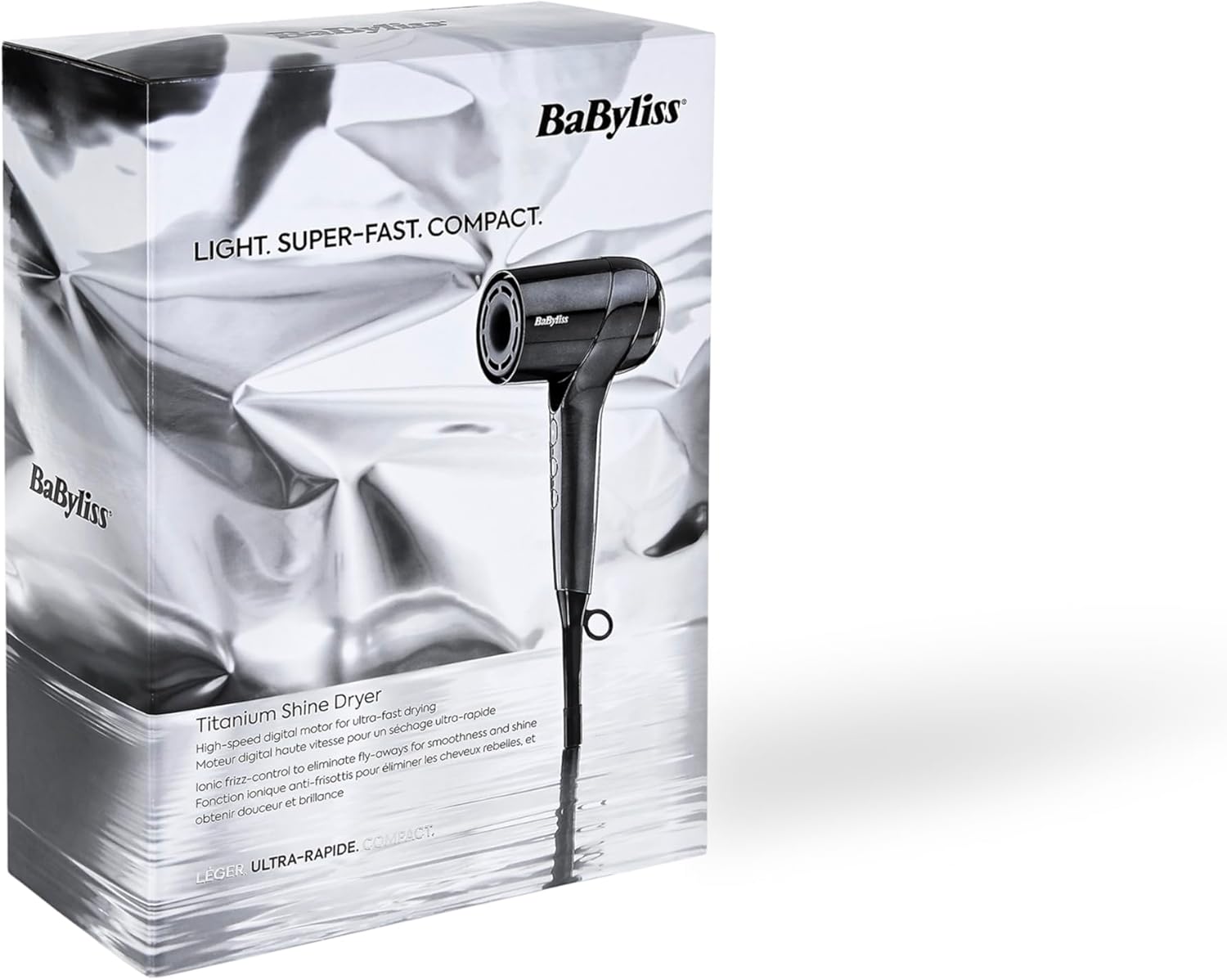 BaByliss - Titanium Shine - compact, ionique, 3 vitesses, anti-frisottis - D6200DE