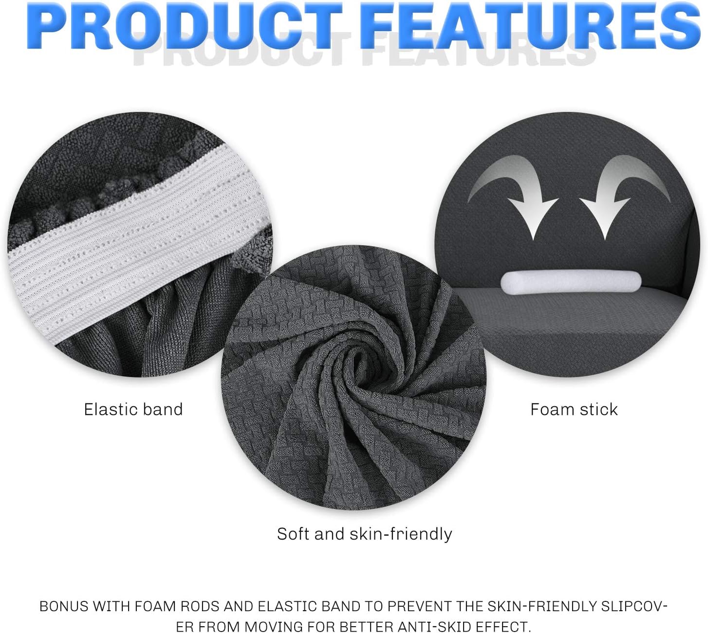 MAXIJIN - Jacquard série - 3 places - Housse canapé extensible, antidérapante, gris foncé, animaux