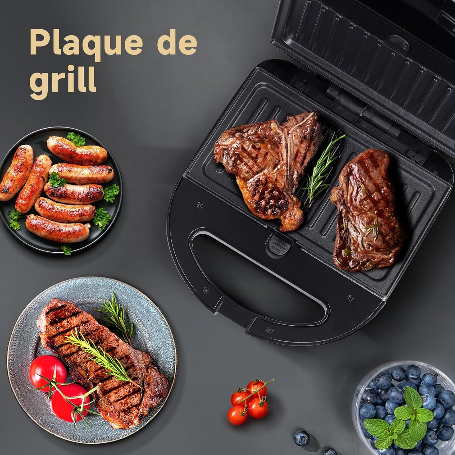 Aigostar - Gaufrier 3-en-1 - 750W - plaques antiadhésives, thermostat auto