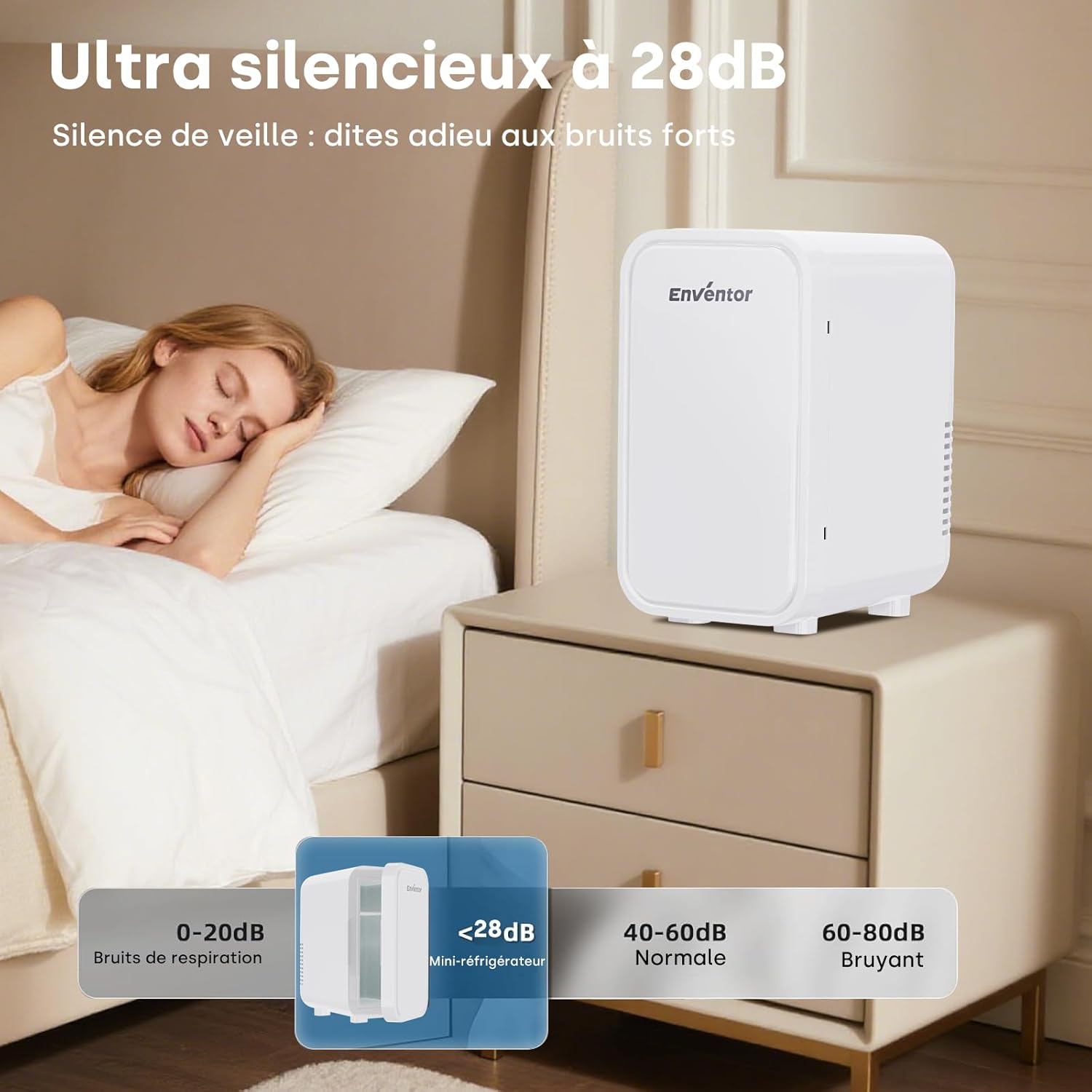 Enventor - Mini Frigo série compacte - 6L - AC/12V, chaud/froid, portable