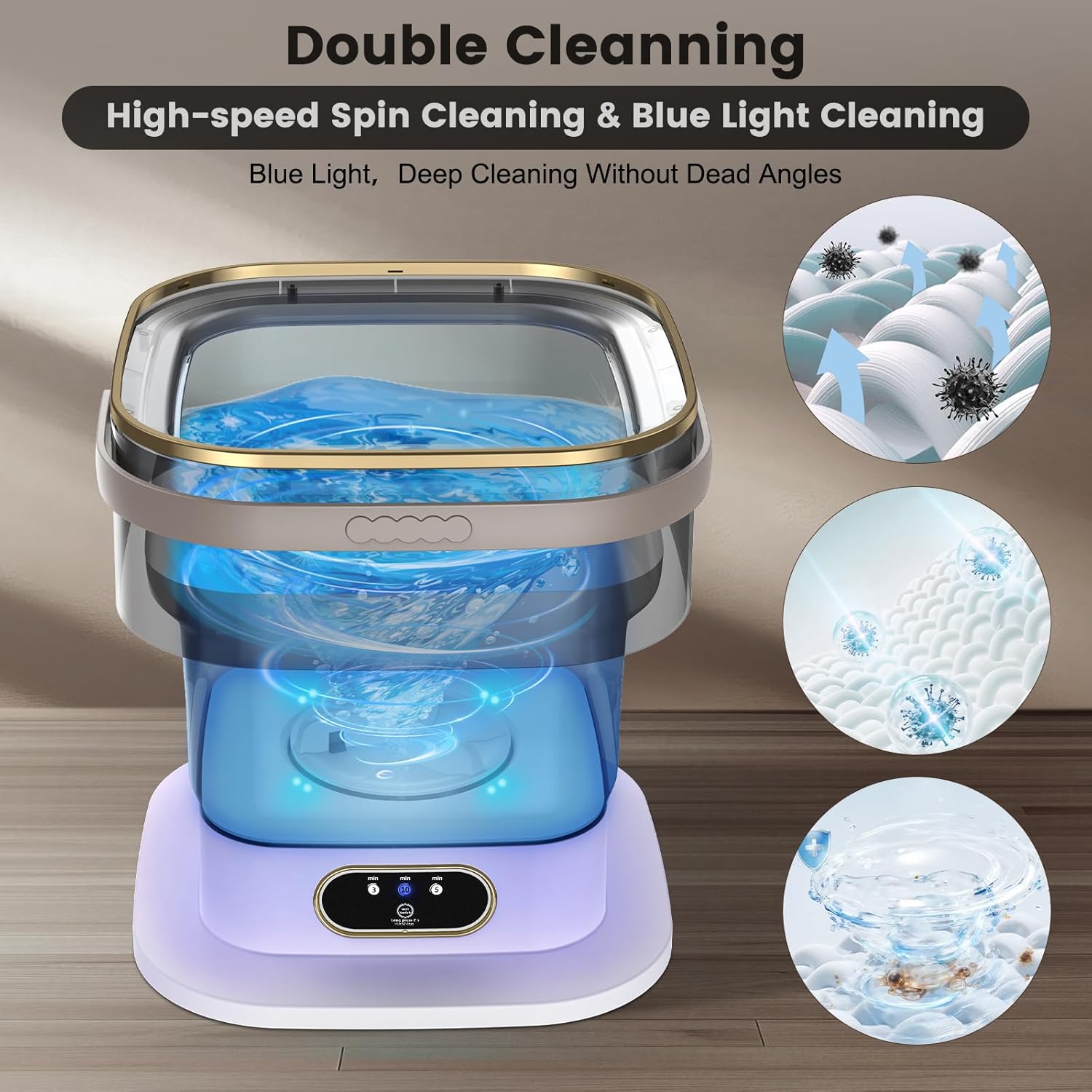 Mini Machine à laver - portable 15L - essorage, 3 modes, compacte