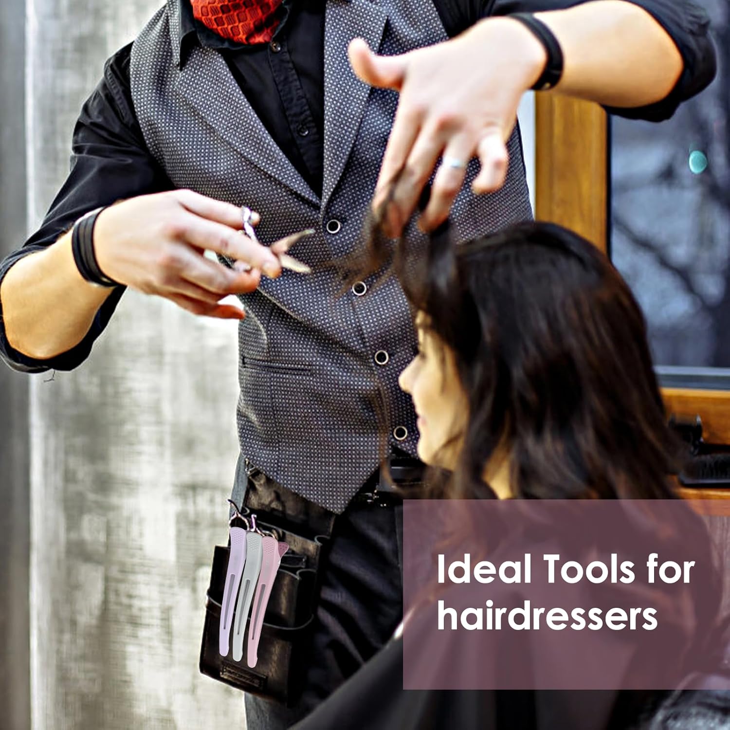 AIMIKE - pinces crocodile cheveux femme Morandi - lot de 6 - antidérapantes, sans trace, coiffeur