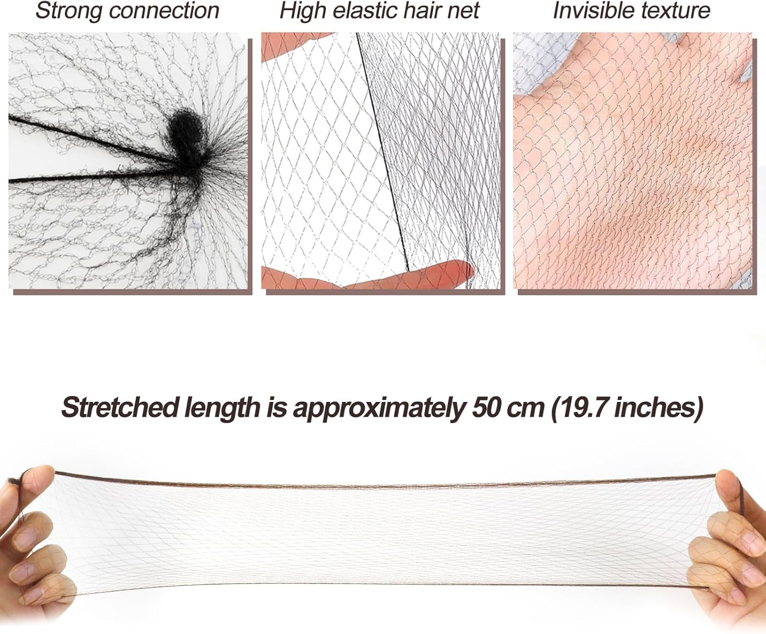 Filets à cheveux - maille fine - 35 pièces - invisibles, usage professionnel, marron