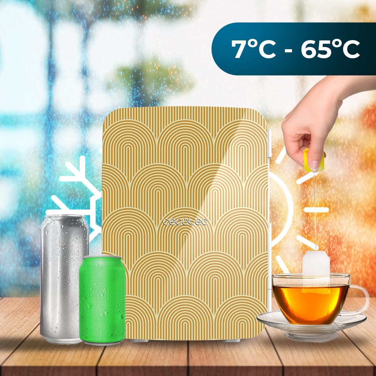 Cecotec - Bolero MiniCooling 10L - mini réfrigérateur, 7-65°C, 12V/220V, voiture/caravane, Bahamas Pat 2