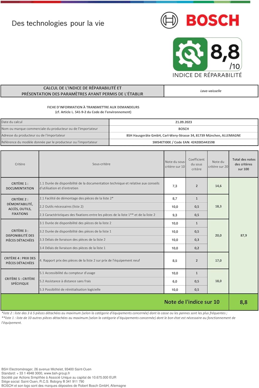 Bosch - lave-vaisselle Série 4 - 60 cm - 13 couverts, silence 44 dB - SMS4ETI00E